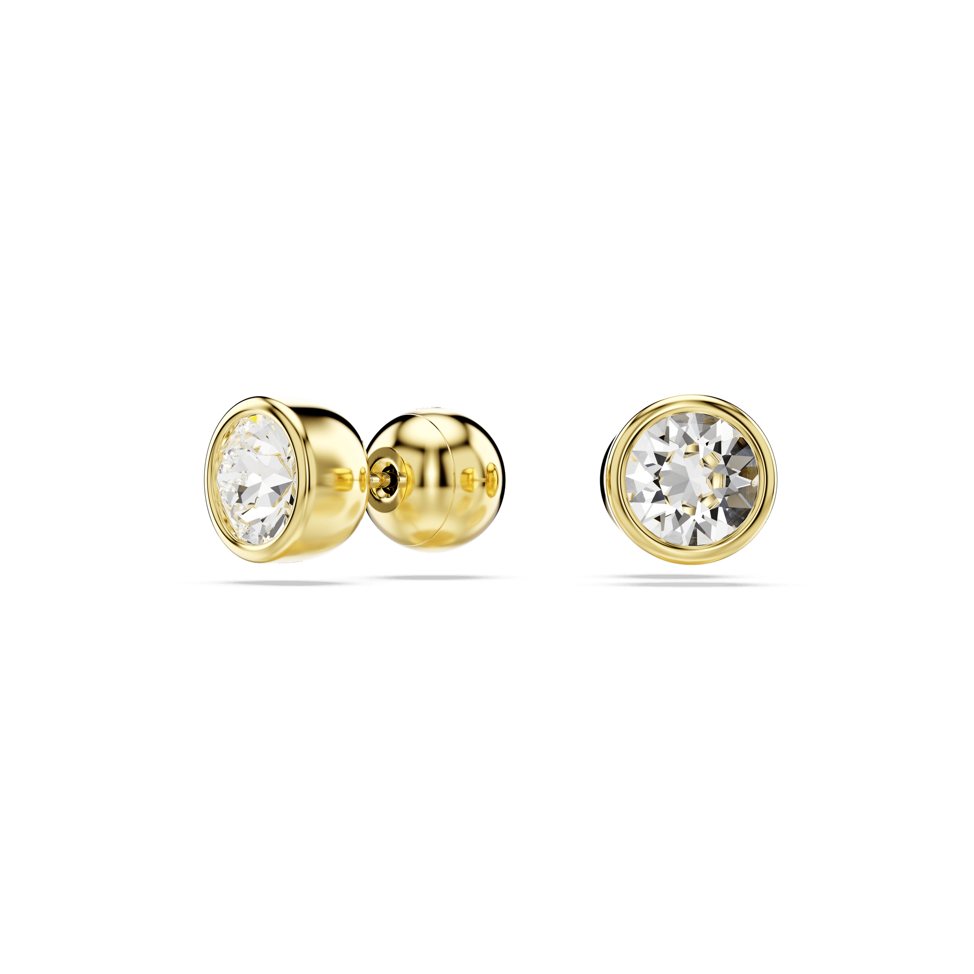 Imber stud earrings, Round cut, White, Gold-tone plated 5681552