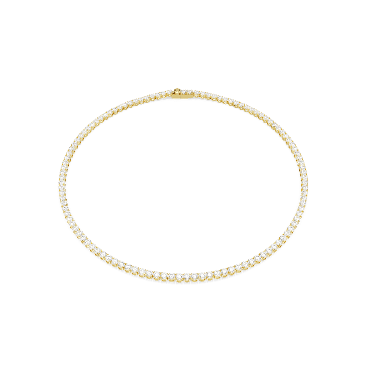 Matrix Tennis necklace, Round cut, White, Gold-tone plated 5681795