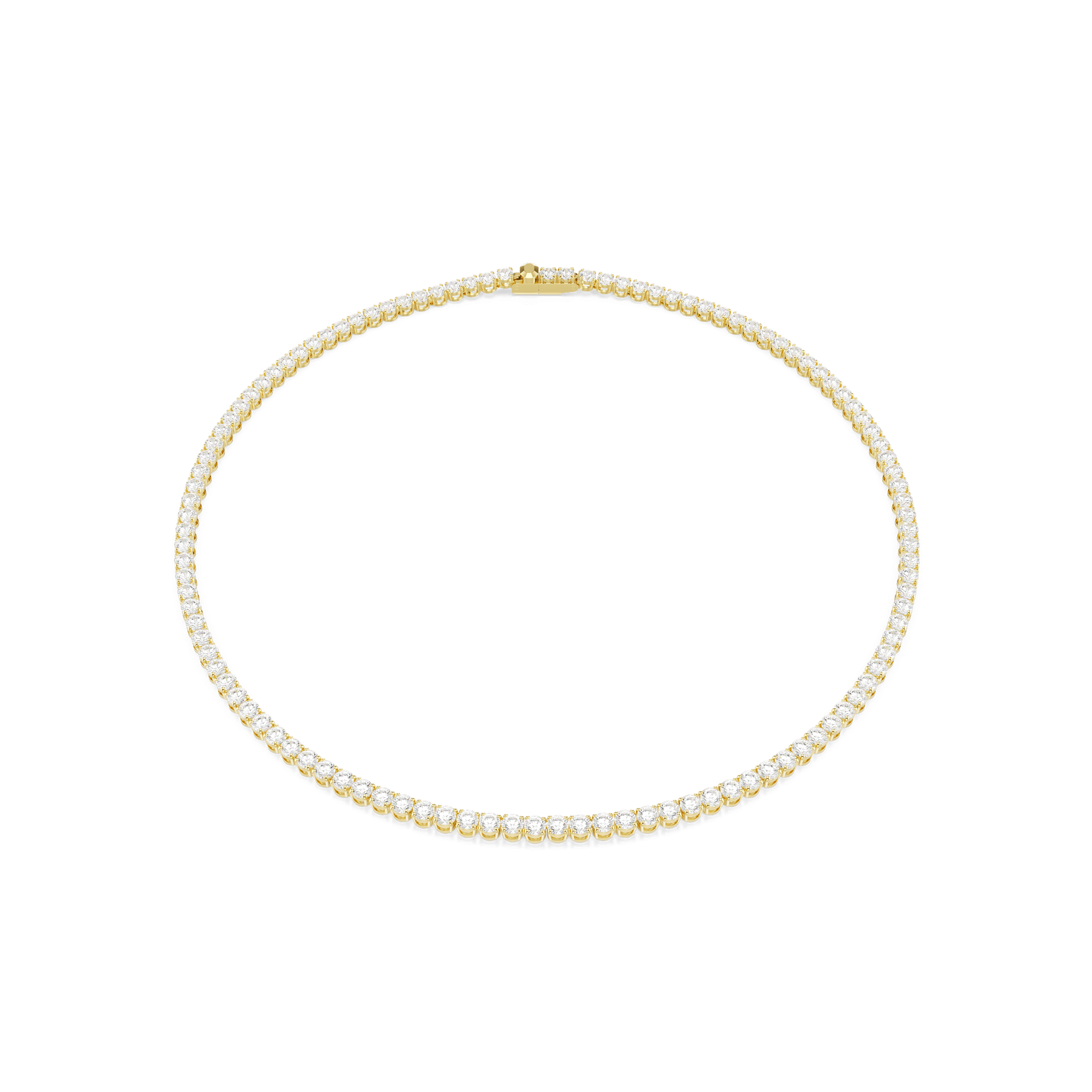 Matrix Tennis necklace, Round cut, White, Gold-tone plated 5681795