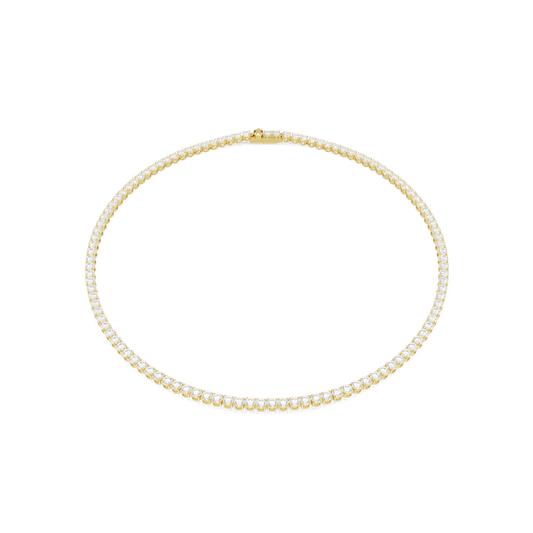 Matrix Tennis necklace, Round cut, White, Gold-tone plated 5681795