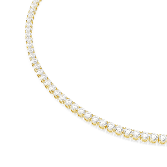 Matrix Tennis necklace, Round cut, White, Gold-tone plated 5681795