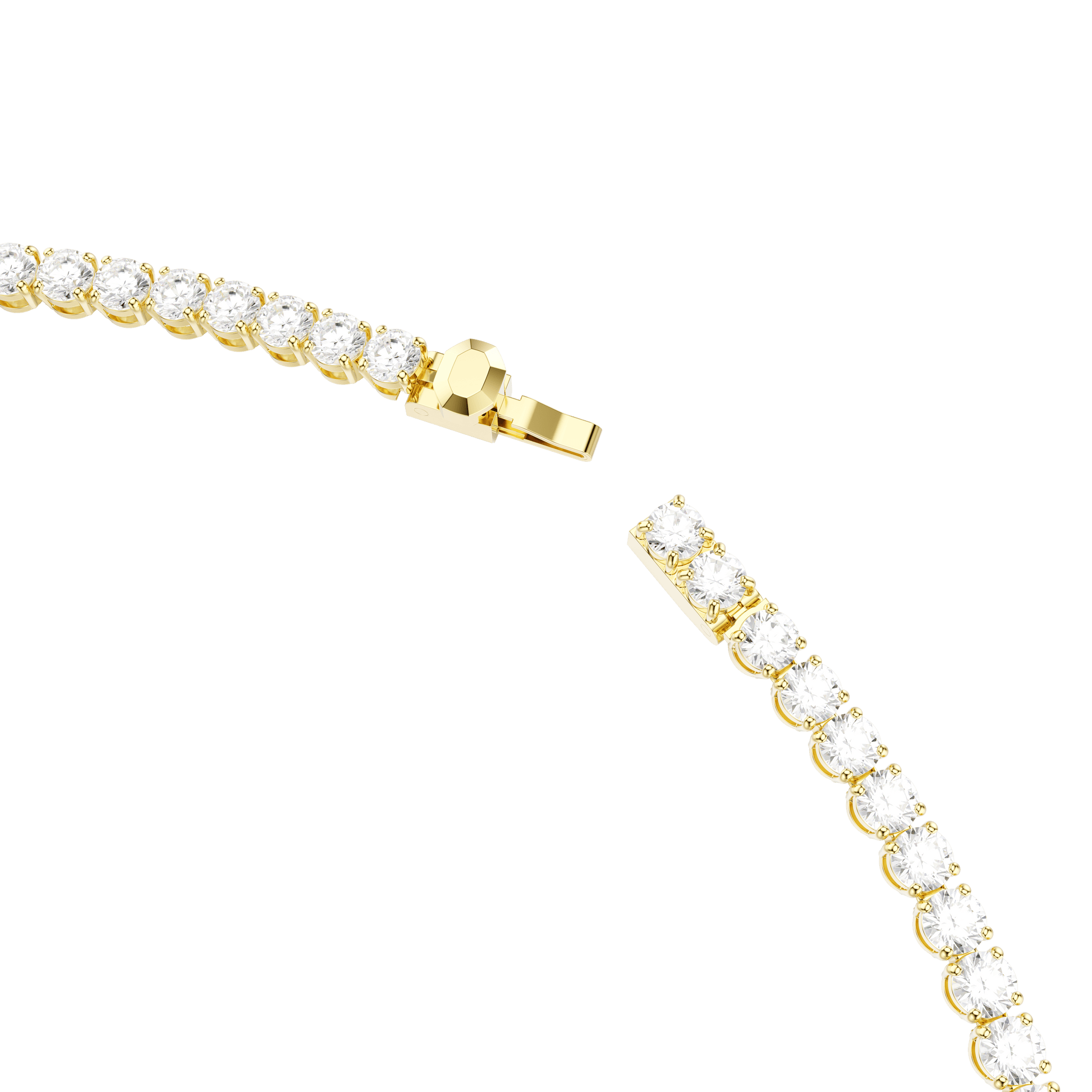 Matrix Tennis necklace, Round cut, White, Gold-tone plated 5681795