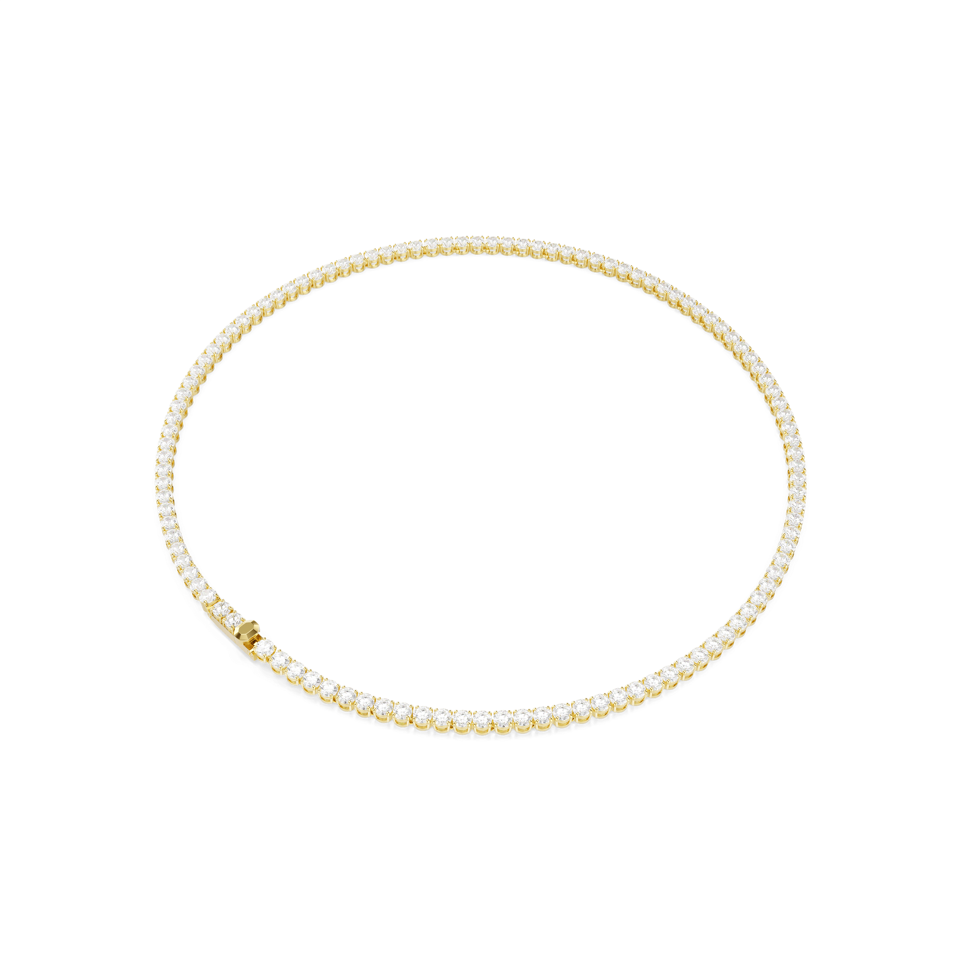 Matrix Tennis necklace, Round cut, White, Gold-tone plated 5681795