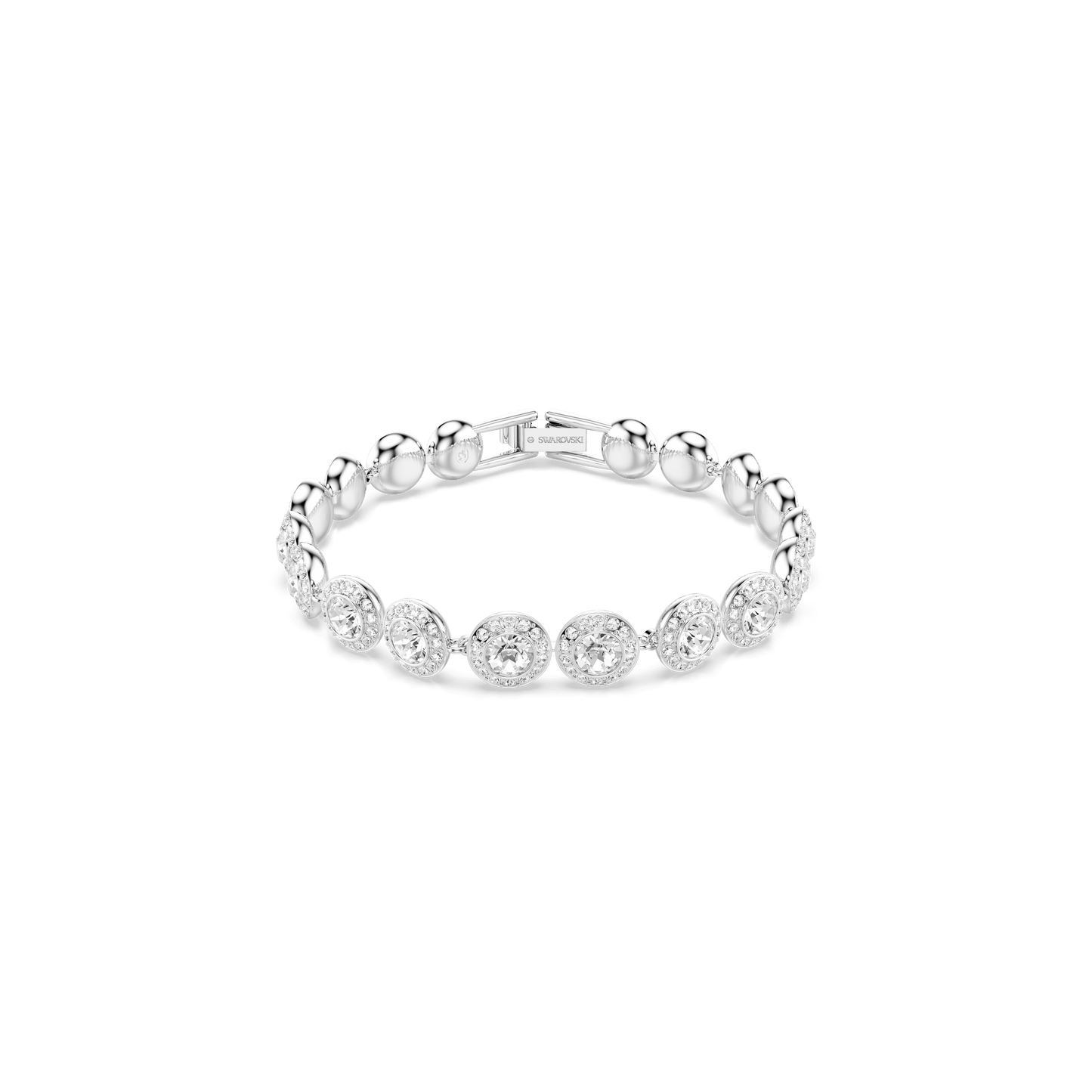 Una Angelic bracelet, Round cut, Small, White, Rhodium plated 5682279