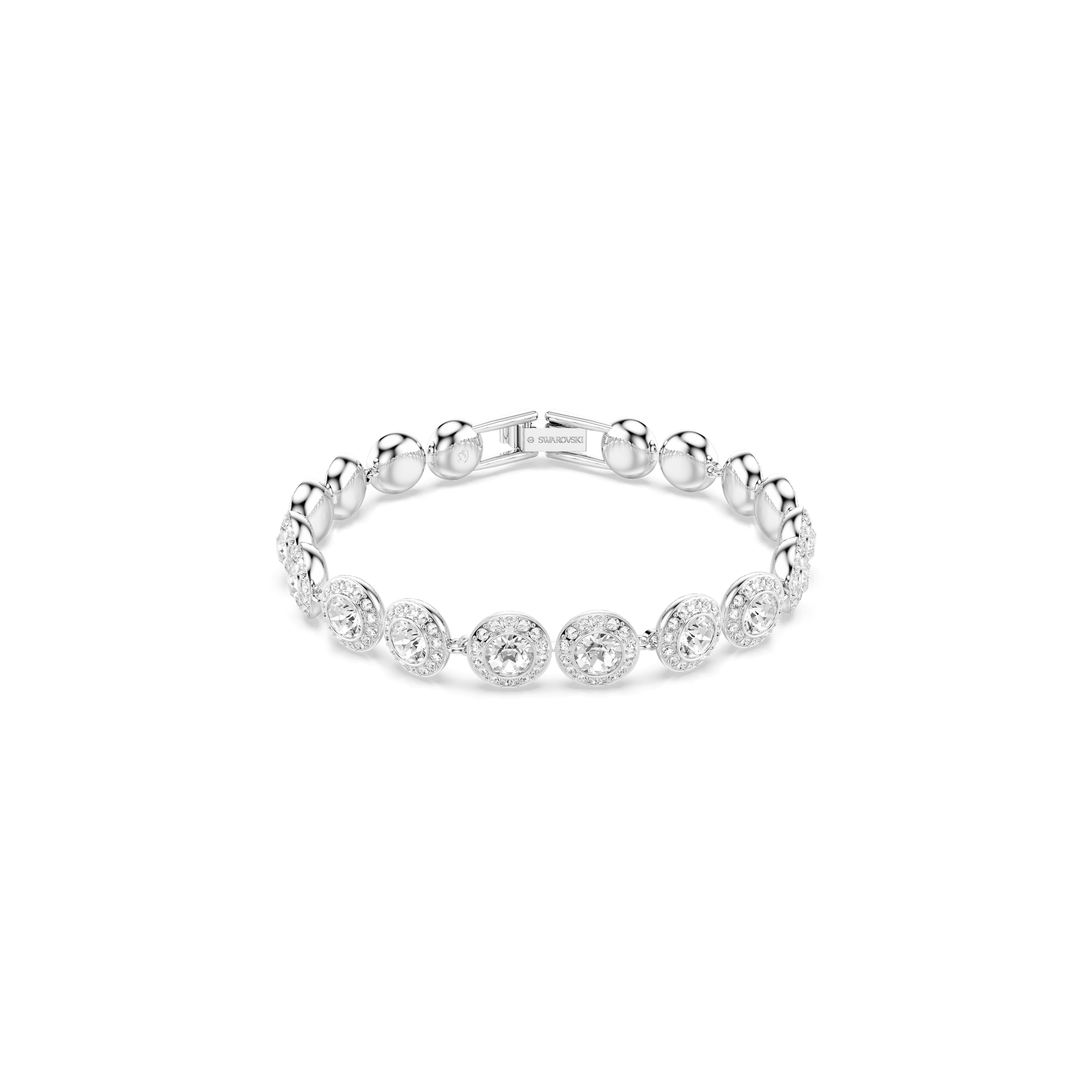 Una Angelic bracelet, Round cut, Small, White, Rhodium plated 5682279