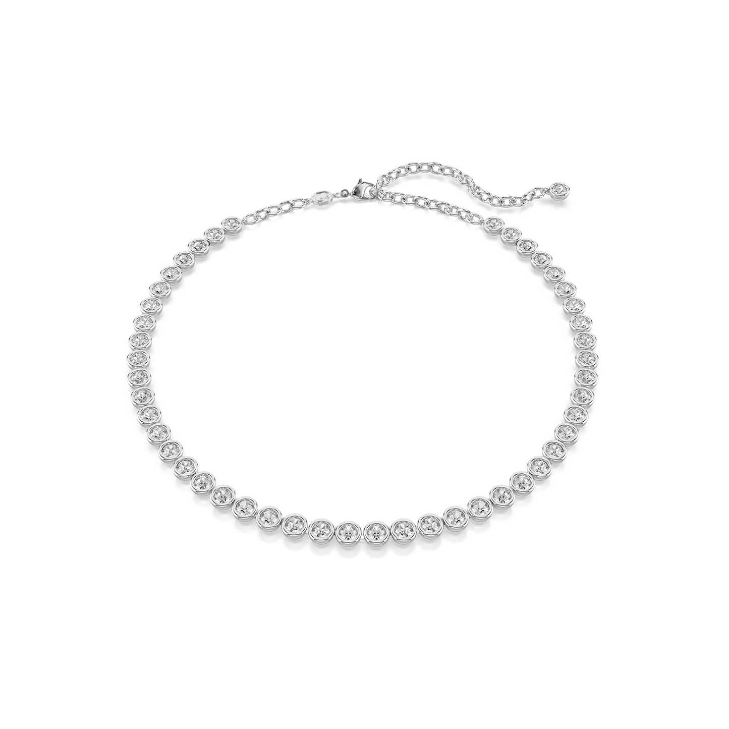 Imber Tennis necklace, Round cut, White, Rhodium plated 5682595