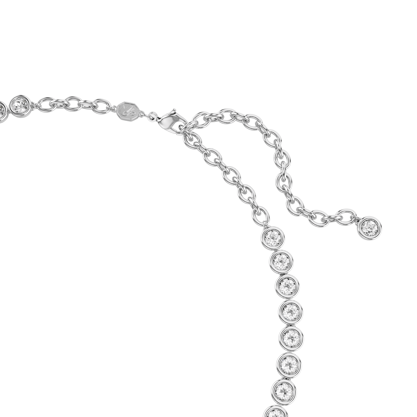Imber Tennis necklace, Round cut, White, Rhodium plated 5682595