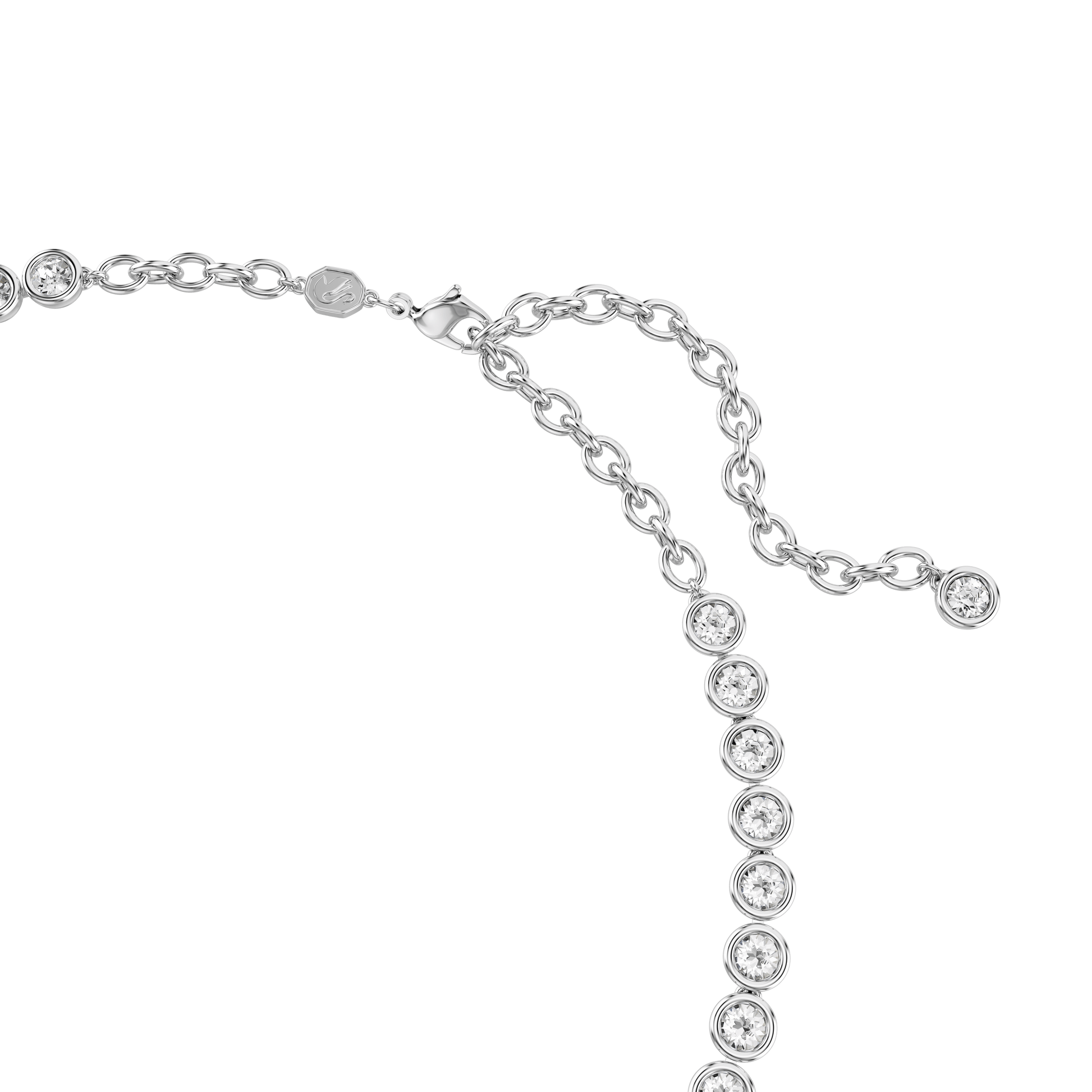 Imber Tennis necklace, Round cut, White, Rhodium plated 5682595