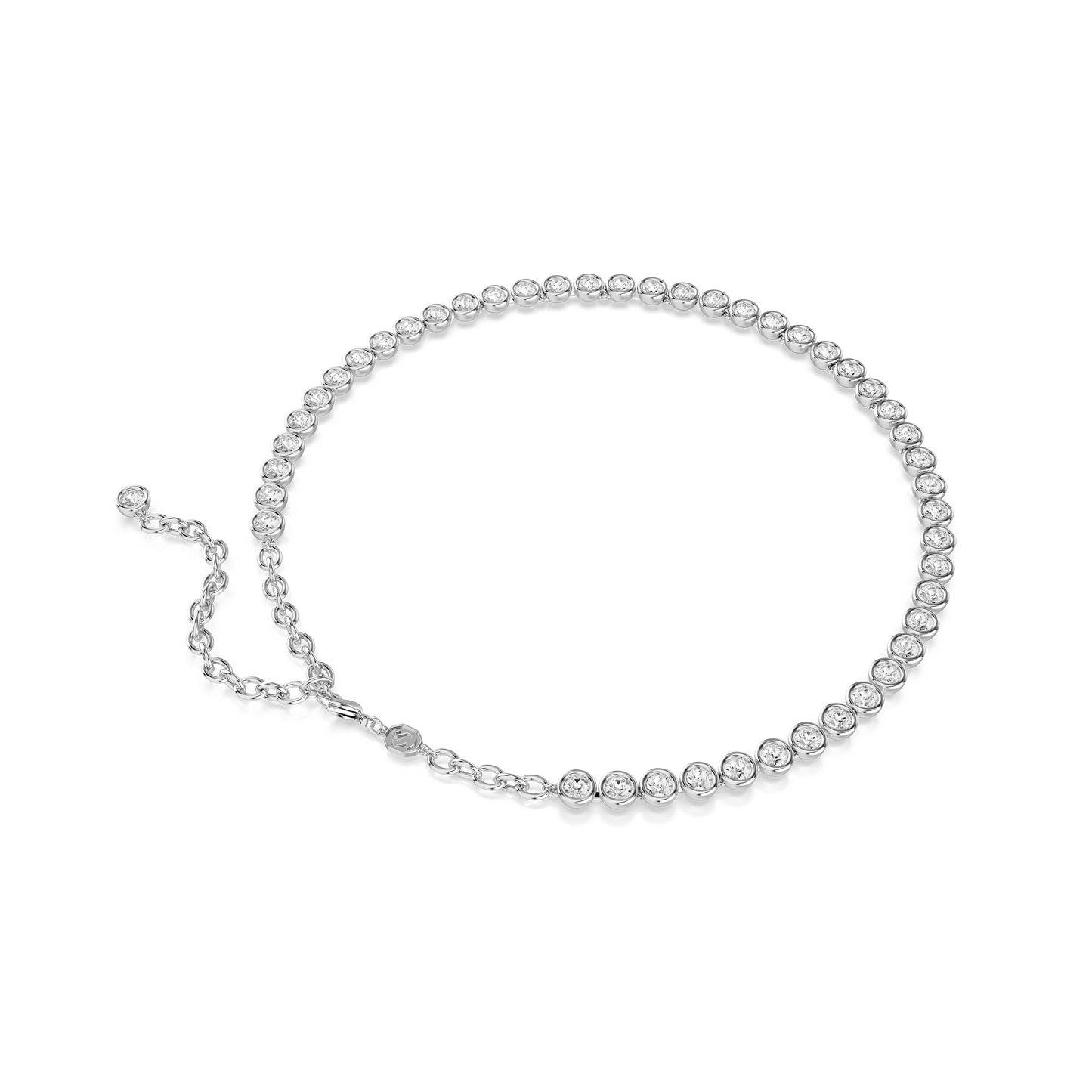Imber Tennis necklace, Round cut, White, Rhodium plated 5682595