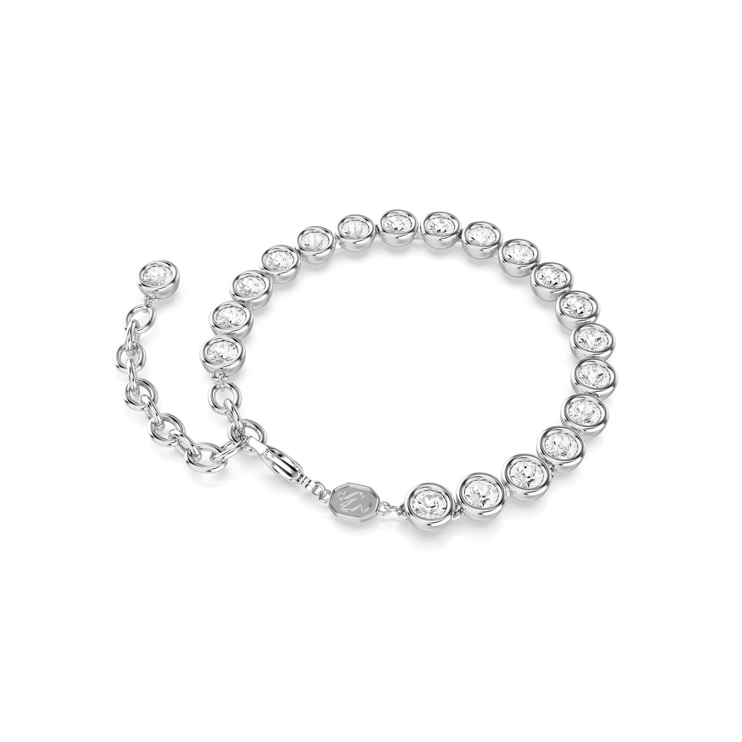 Imber Tennis bracelet, Round cut, White, Rhodium plated 5682666