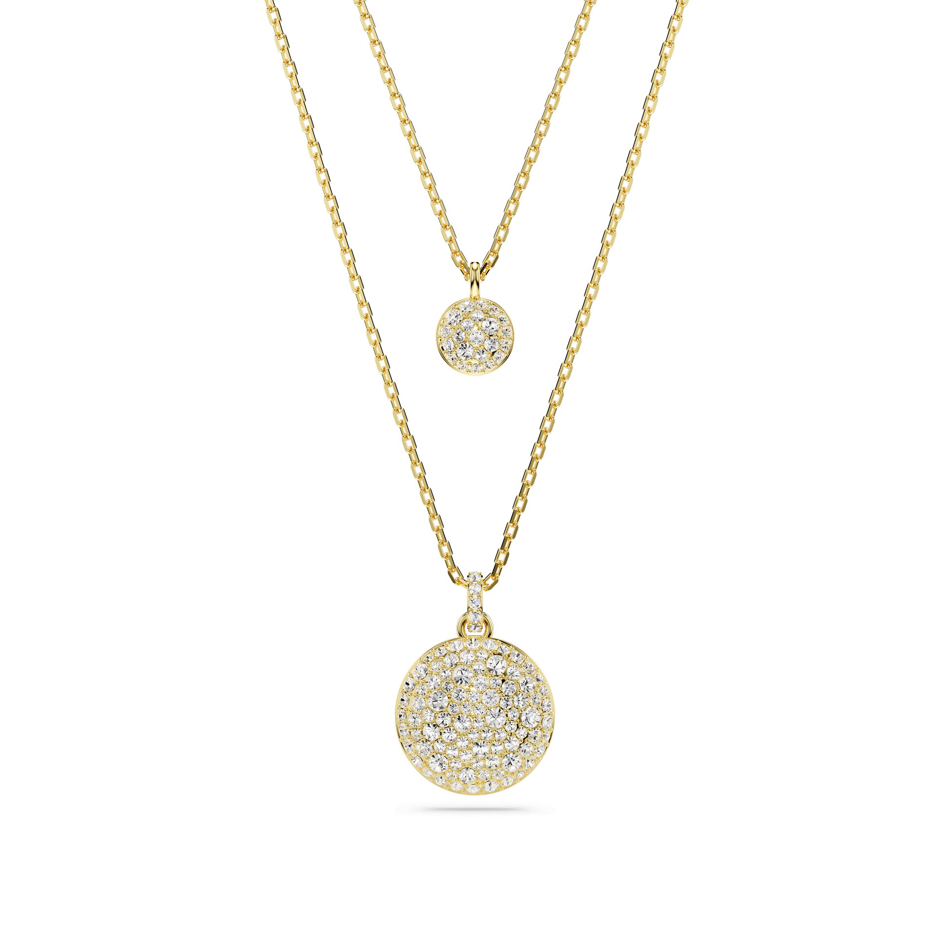 Sublima layered pendant, White, Gold-tone plated 5683442