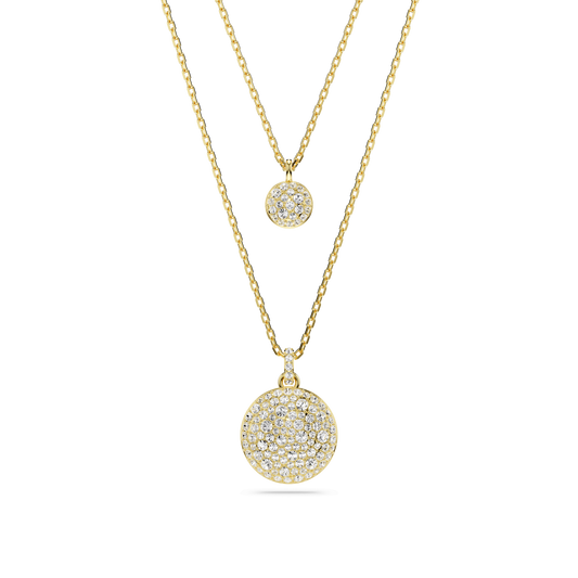 Sublima layered pendant, White, Gold-tone plated 5683442