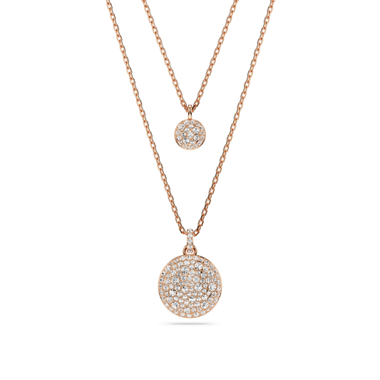 Sublima layered pendant, White, Rose gold-tone plated 5683449