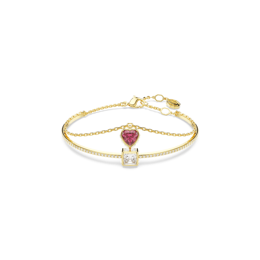 Chroma bangle, Heart, Red, Gold-tone plated 5683835