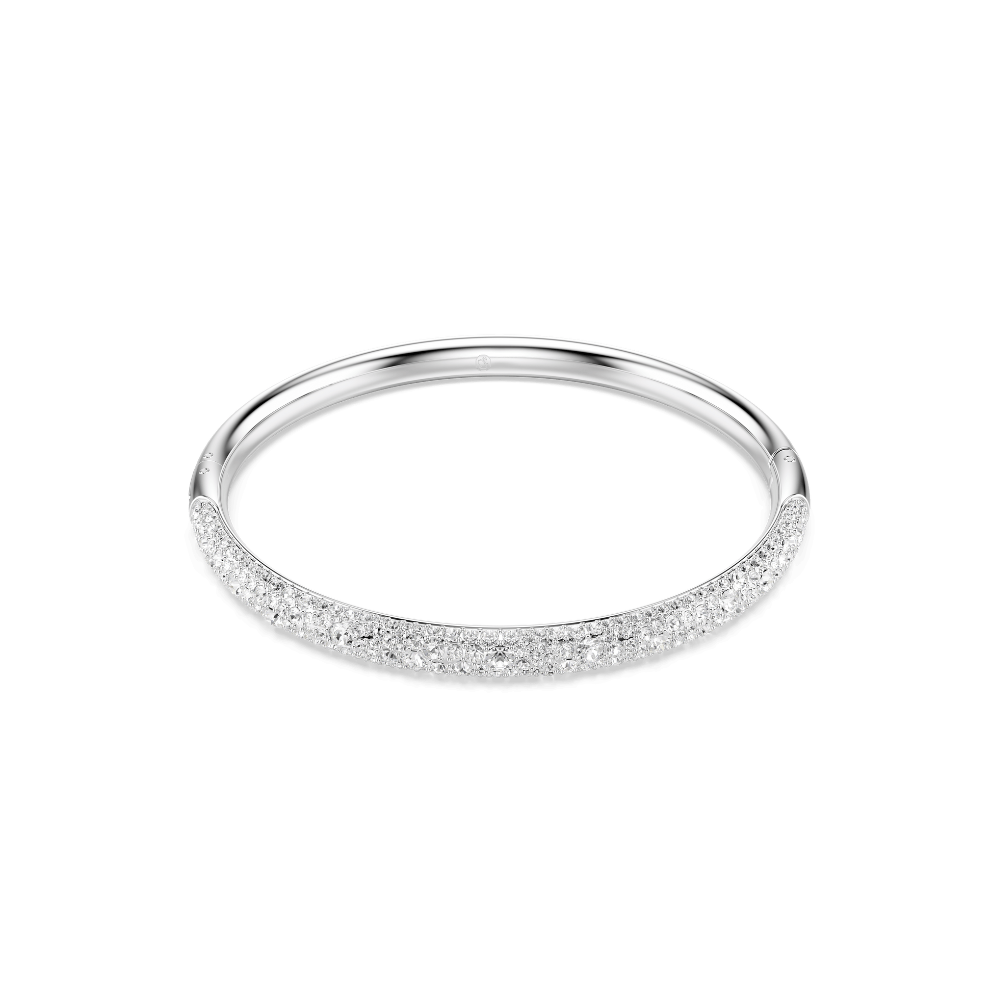 Sublima bangle, Snow pavé, White, Rhodium plated 5684241