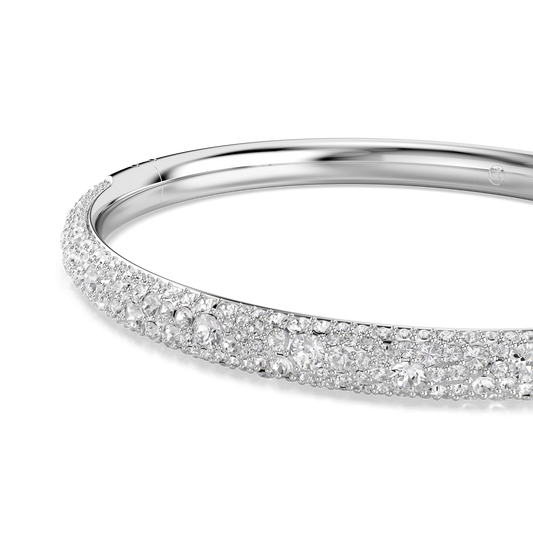 Sublima bangle, Snow pavé, White, Rhodium plated 5684241