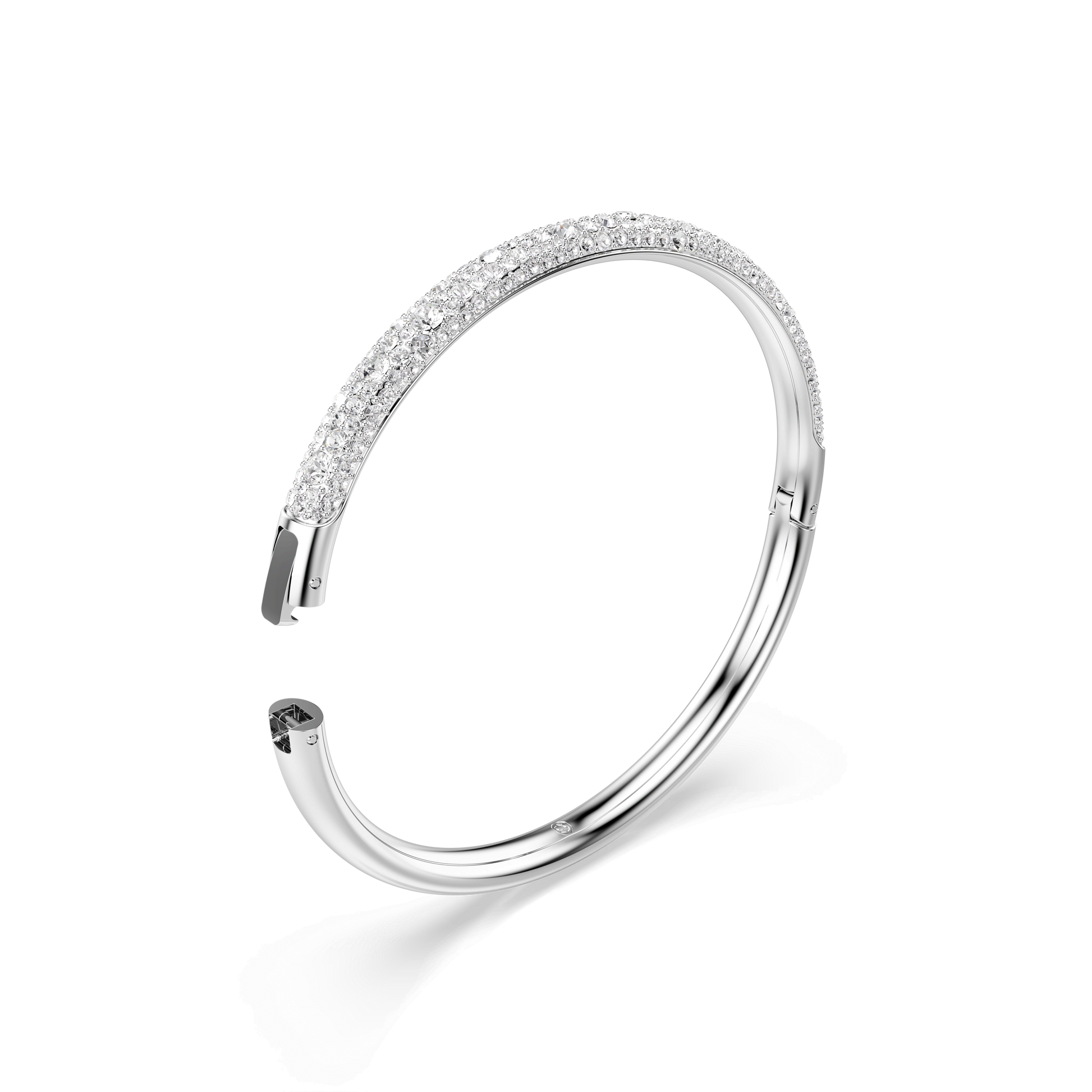 Sublima bangle, Snow pavé, White, Rhodium plated 5684242