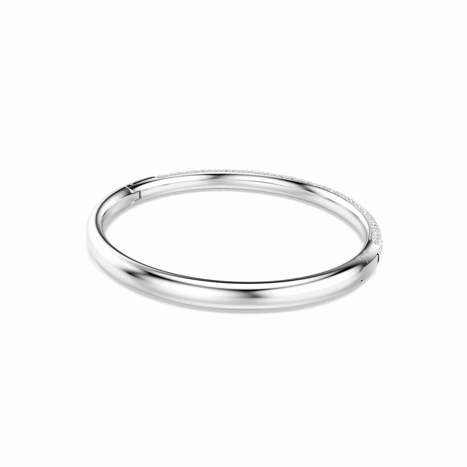 Sublima bangle, Snow pavé, White, Rhodium plated 5684243