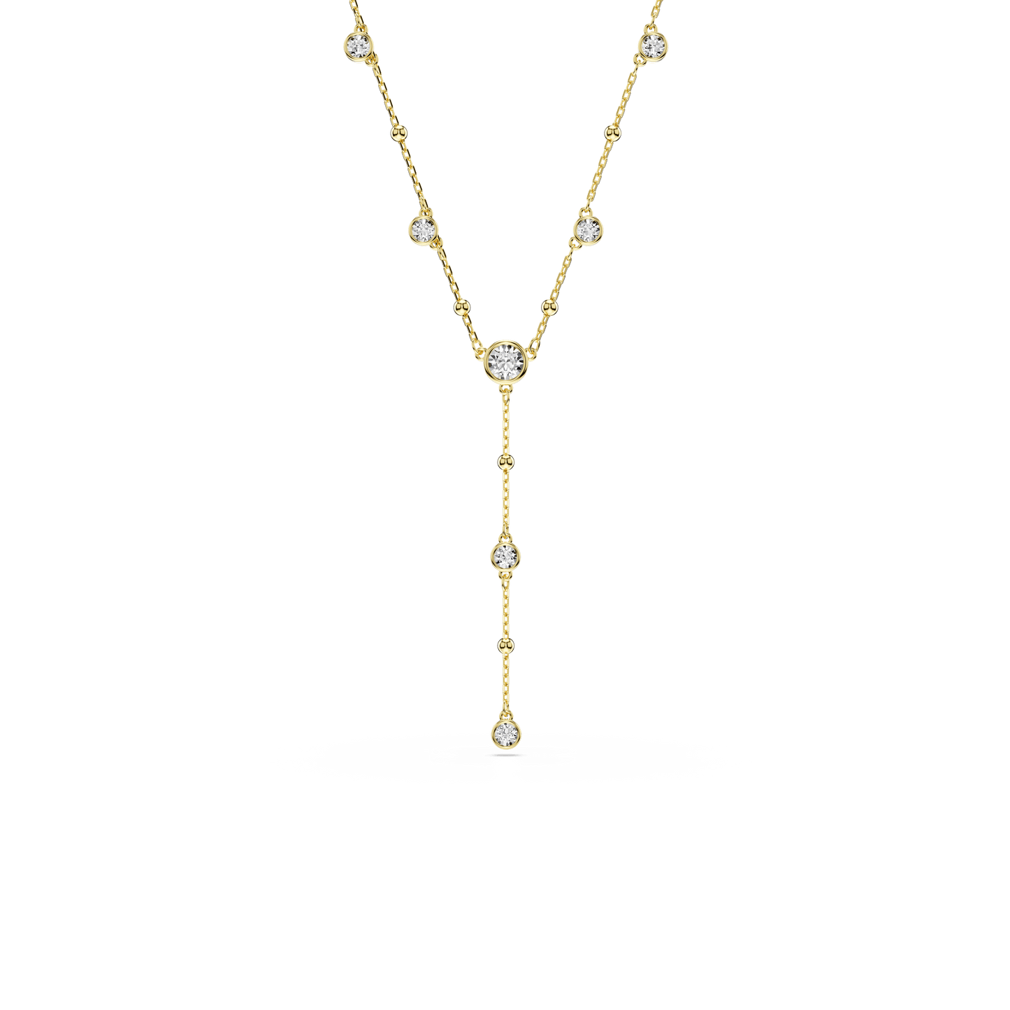 Imber Y necklace, Round cut, White, Gold-tone plated 5684510