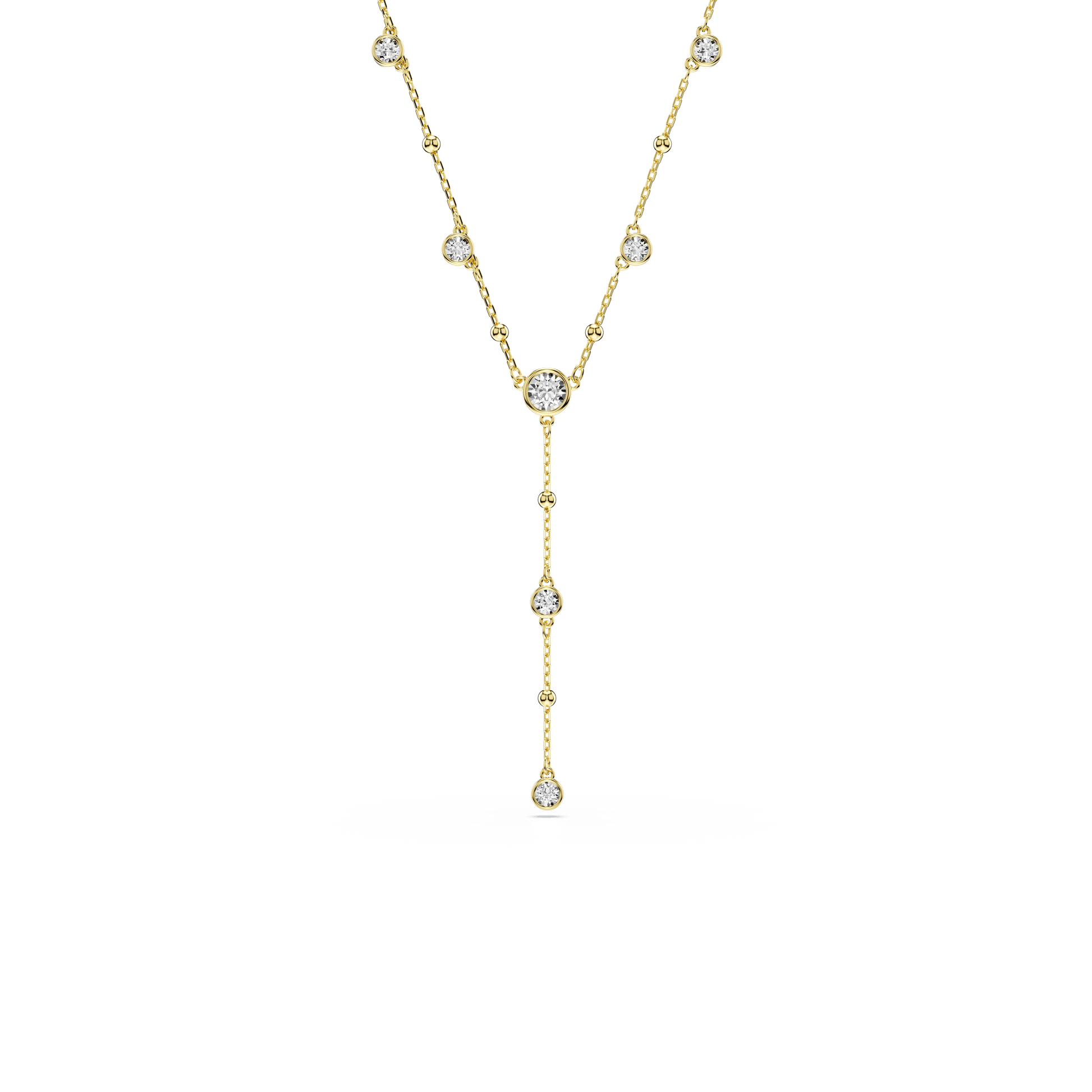 Imber Y necklace, Round cut, White, Gold-tone plated 5684510