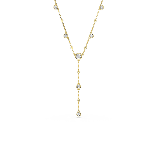 Imber Y necklace, Round cut, White, Gold-tone plated 5684510