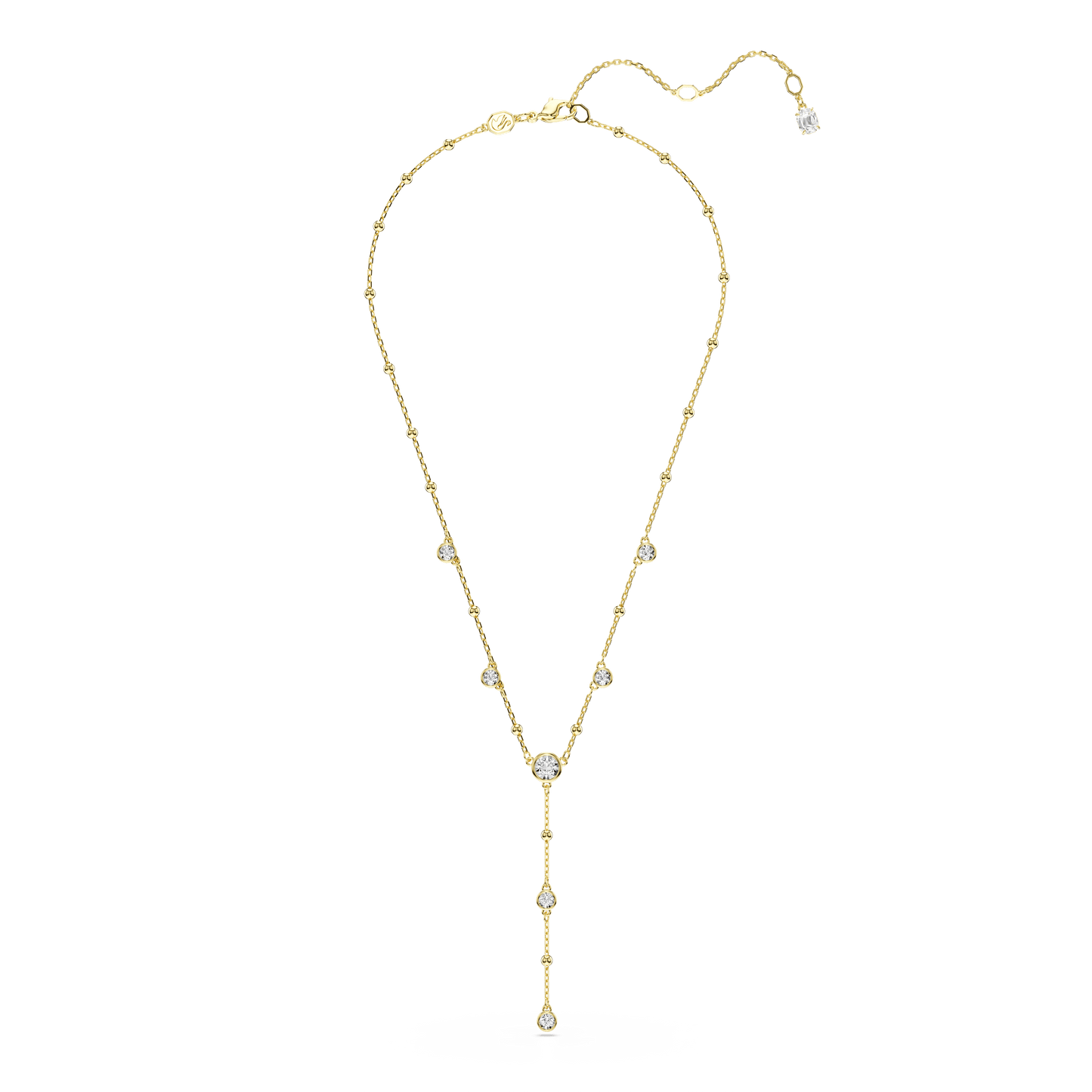 Imber Y necklace, Round cut, White, Gold-tone plated 5684510