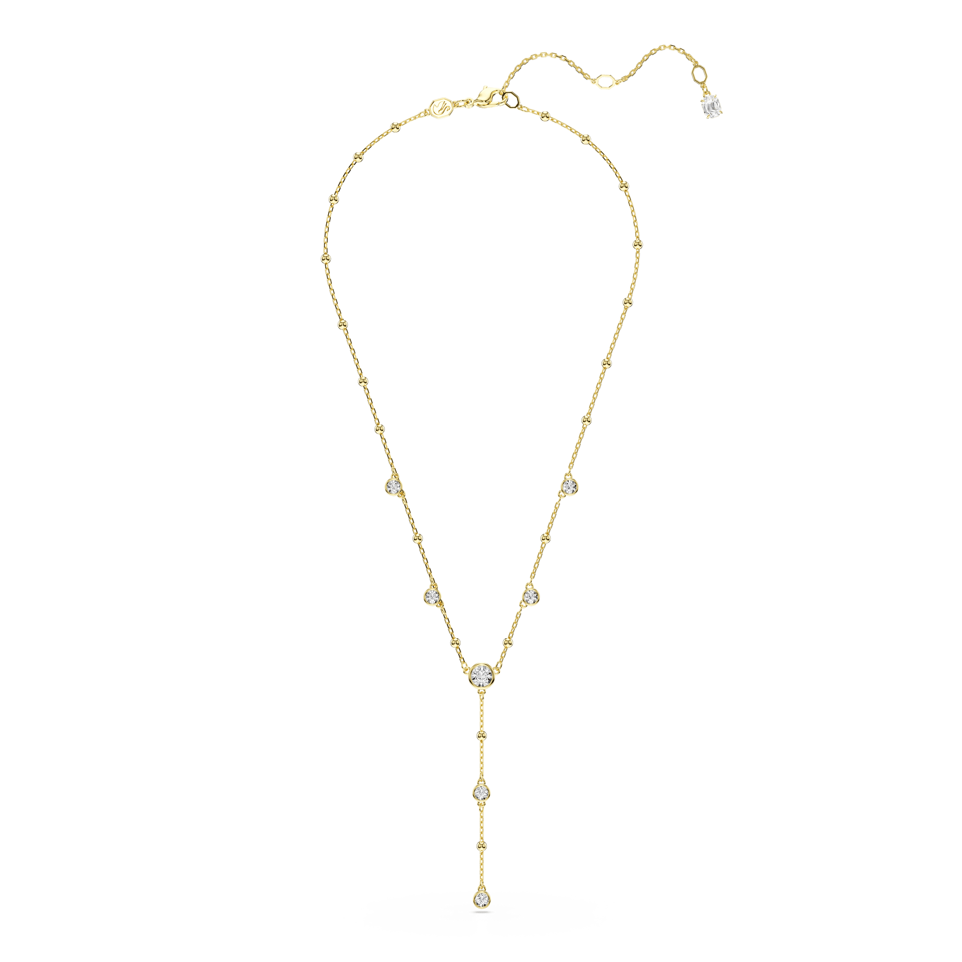 Imber Y necklace, Round cut, White, Gold-tone plated 5684510
