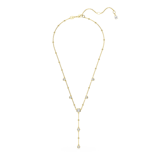 Imber Y necklace, Round cut, White, Gold-tone plated 5684510