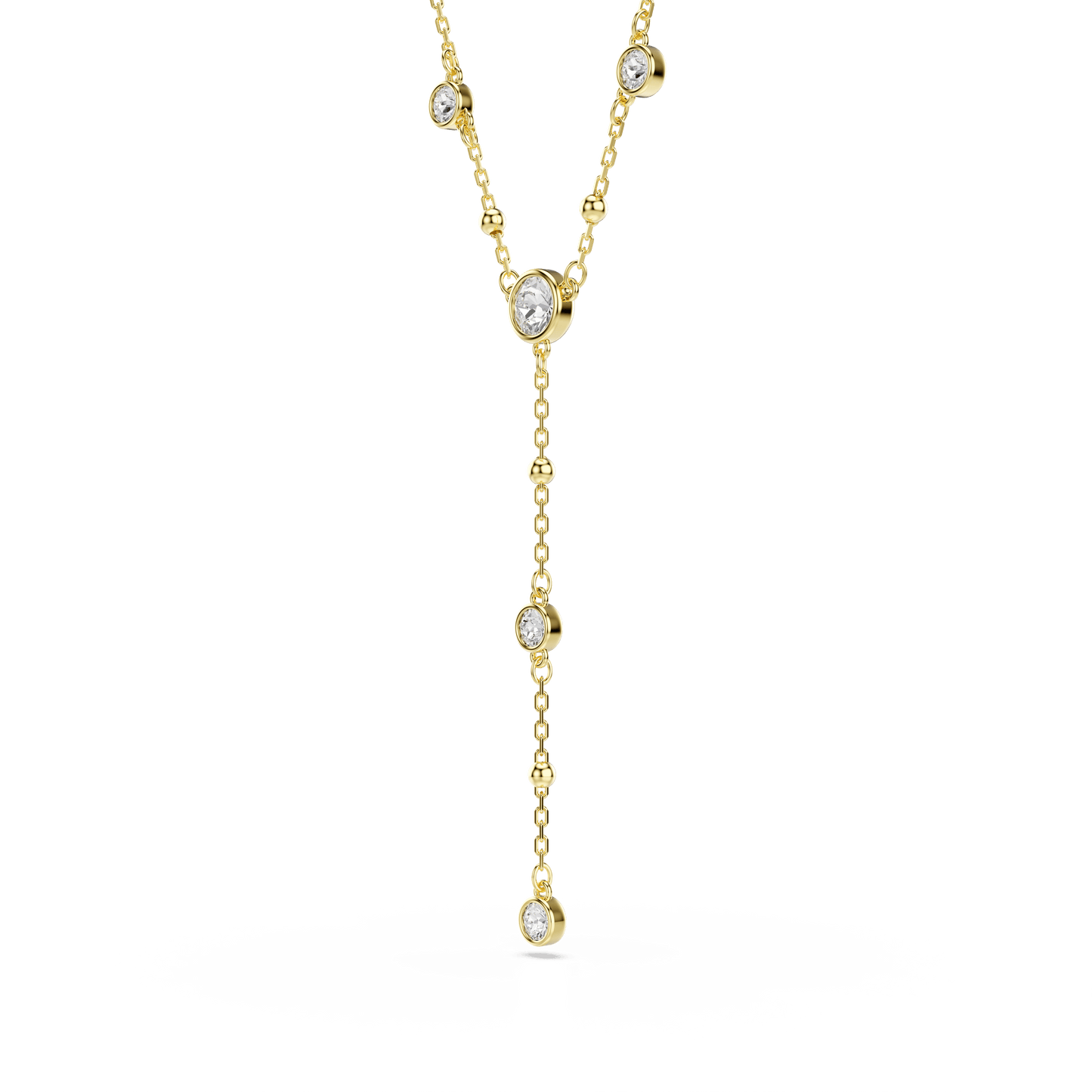 Imber Y necklace, Round cut, White, Gold-tone plated 5684510