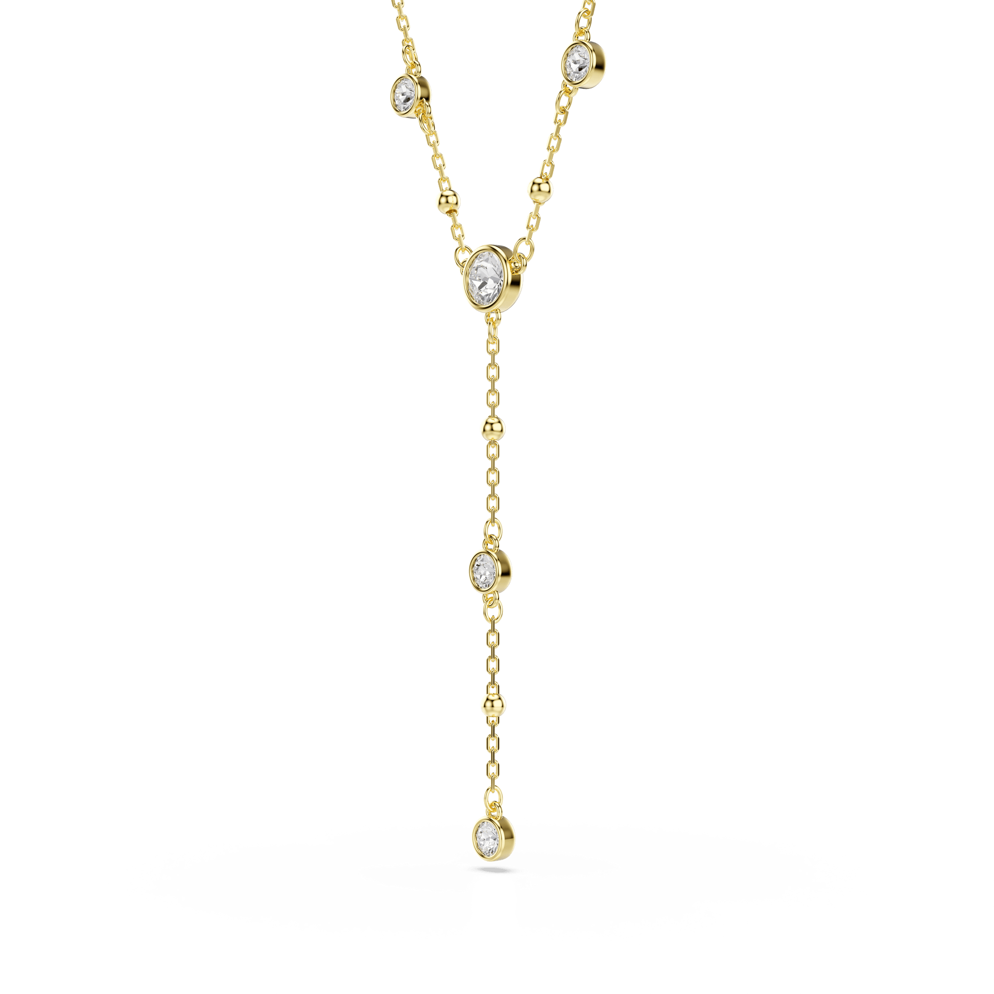 Imber Y necklace, Round cut, White, Gold-tone plated 5684510