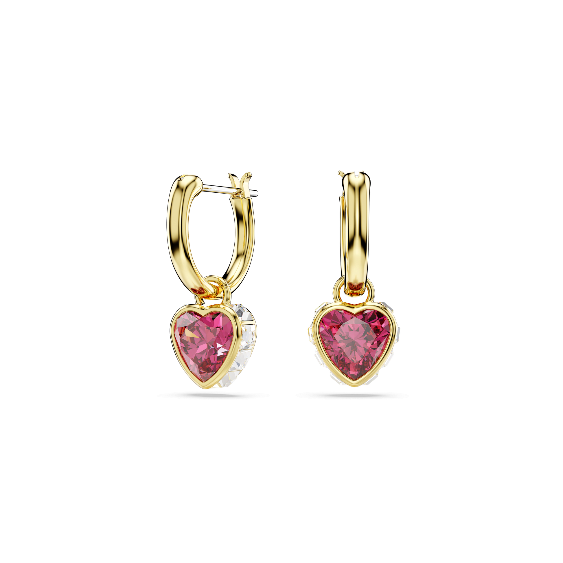 Chroma drop earrings, Heart, Red, Gold-tone plated 5684760
