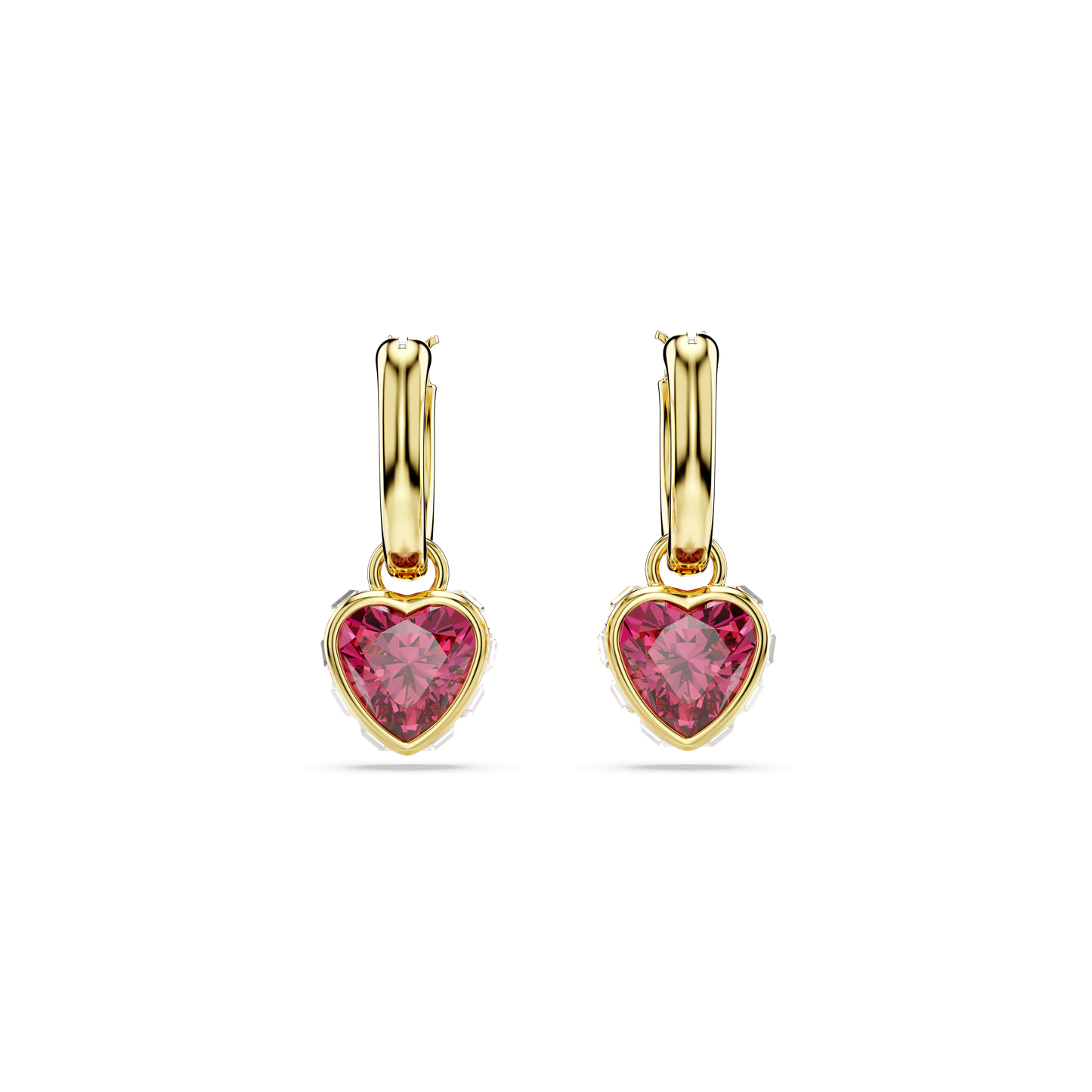 Chroma drop earrings, Heart, Red, Gold-tone plated 5684760