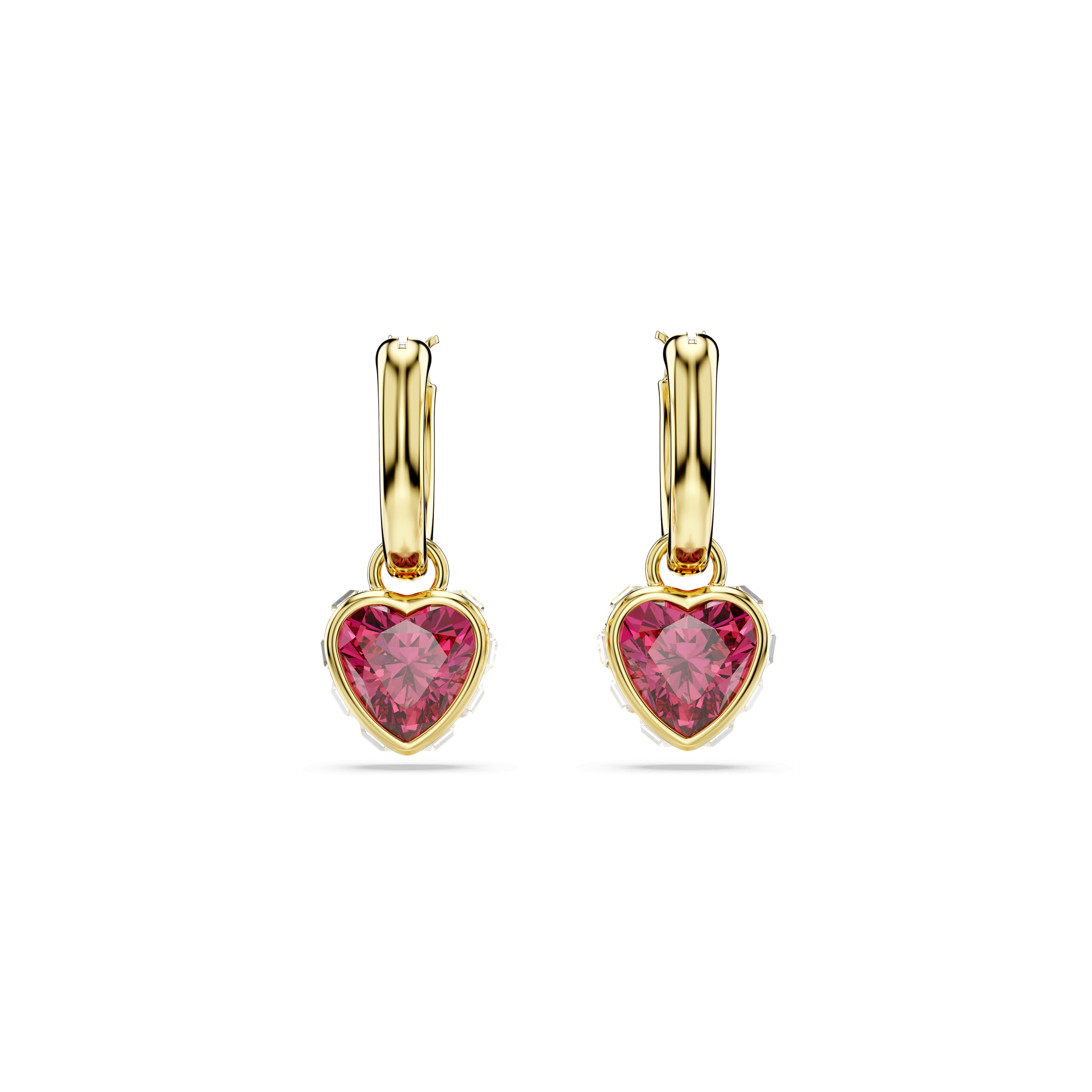 Chroma drop earrings, Heart, Red, Gold-tone plated 5684760