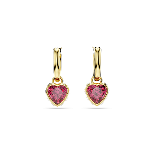 Chroma drop earrings, Heart, Red, Gold-tone plated 5684760