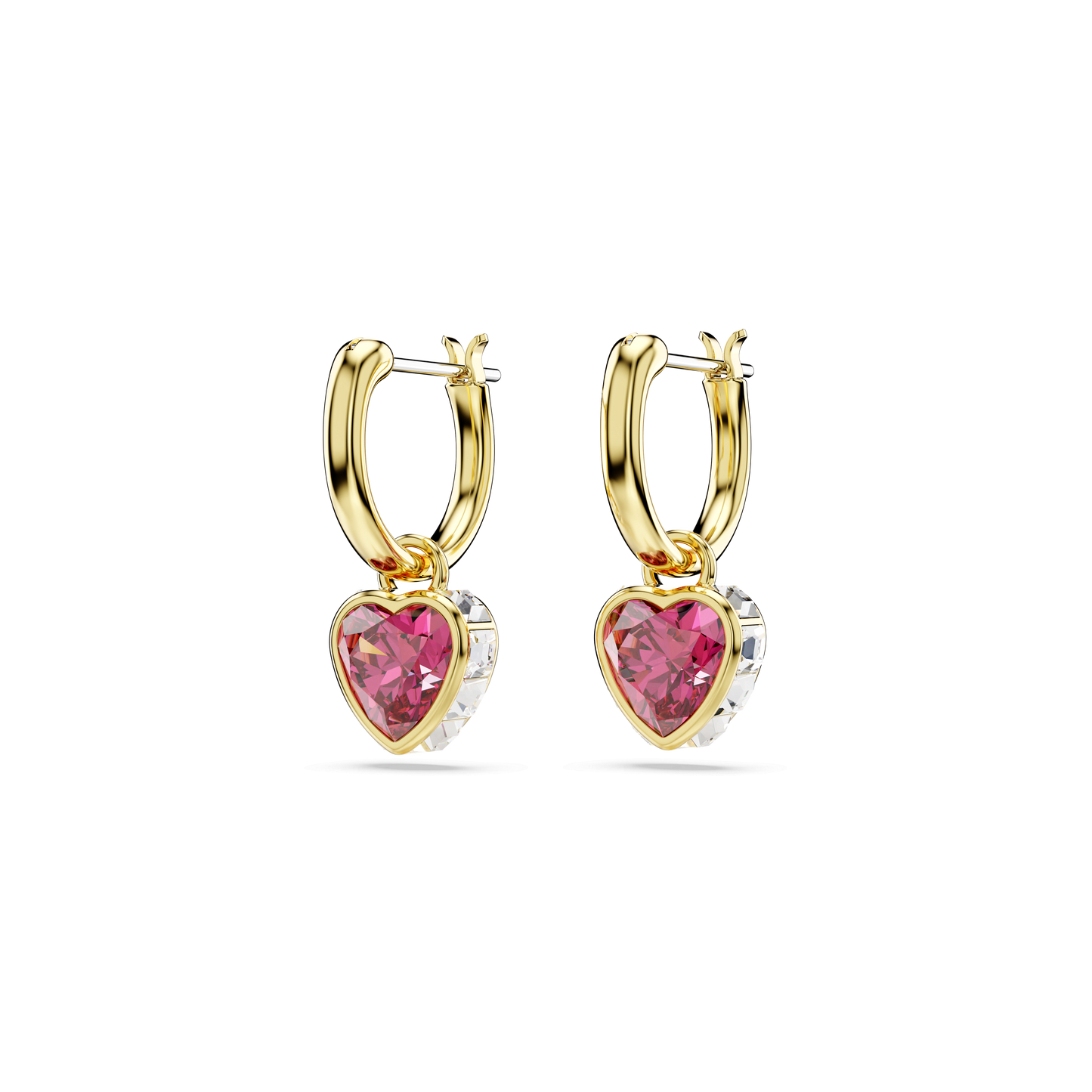 Chroma drop earrings, Heart, Red, Gold-tone plated 5684760