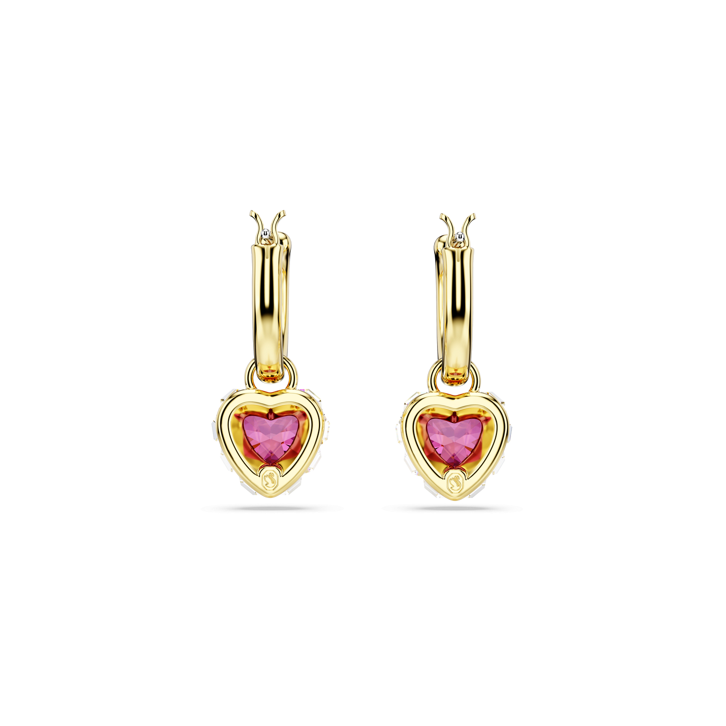 Chroma drop earrings, Heart, Red, Gold-tone plated 5684760