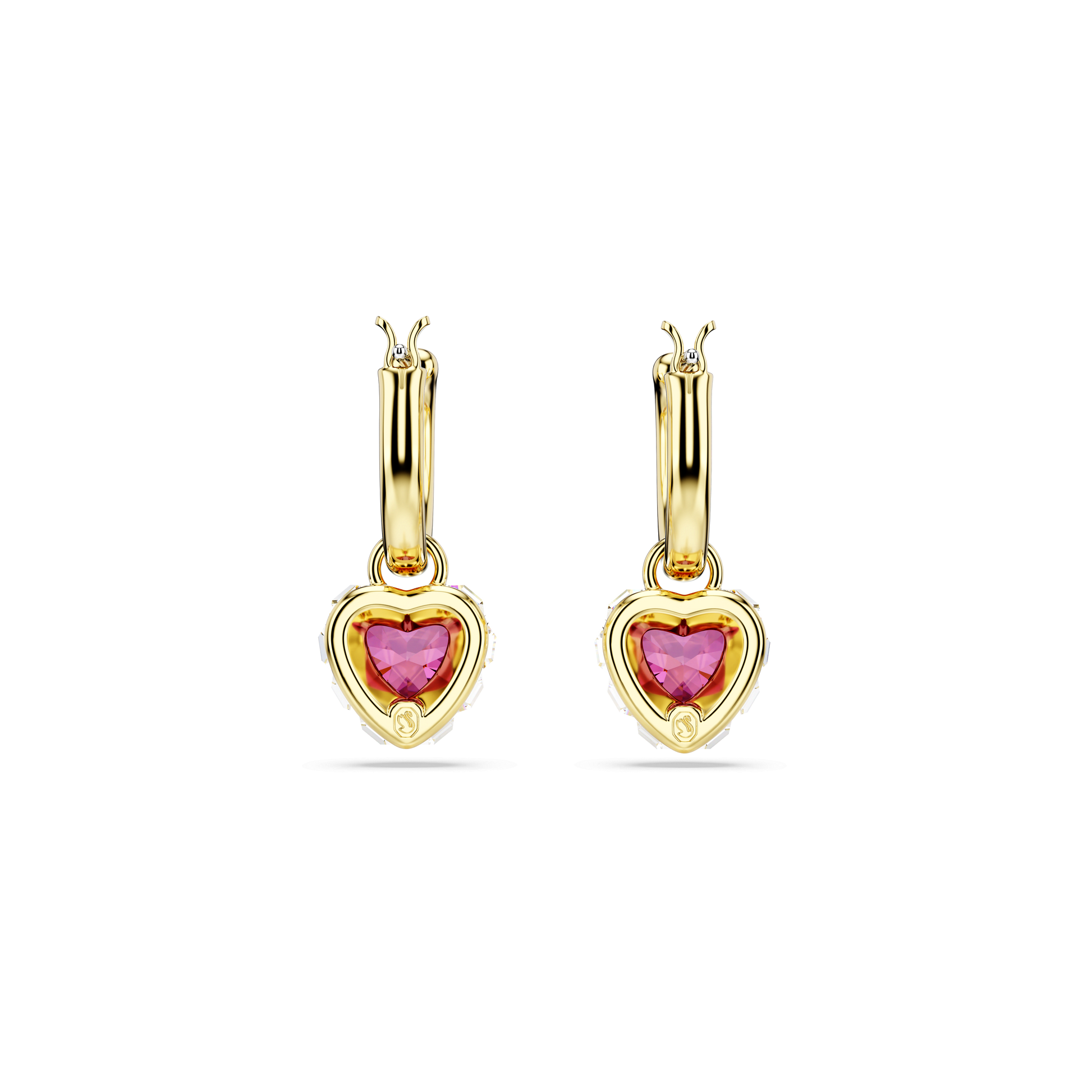 Chroma drop earrings, Heart, Red, Gold-tone plated 5684760