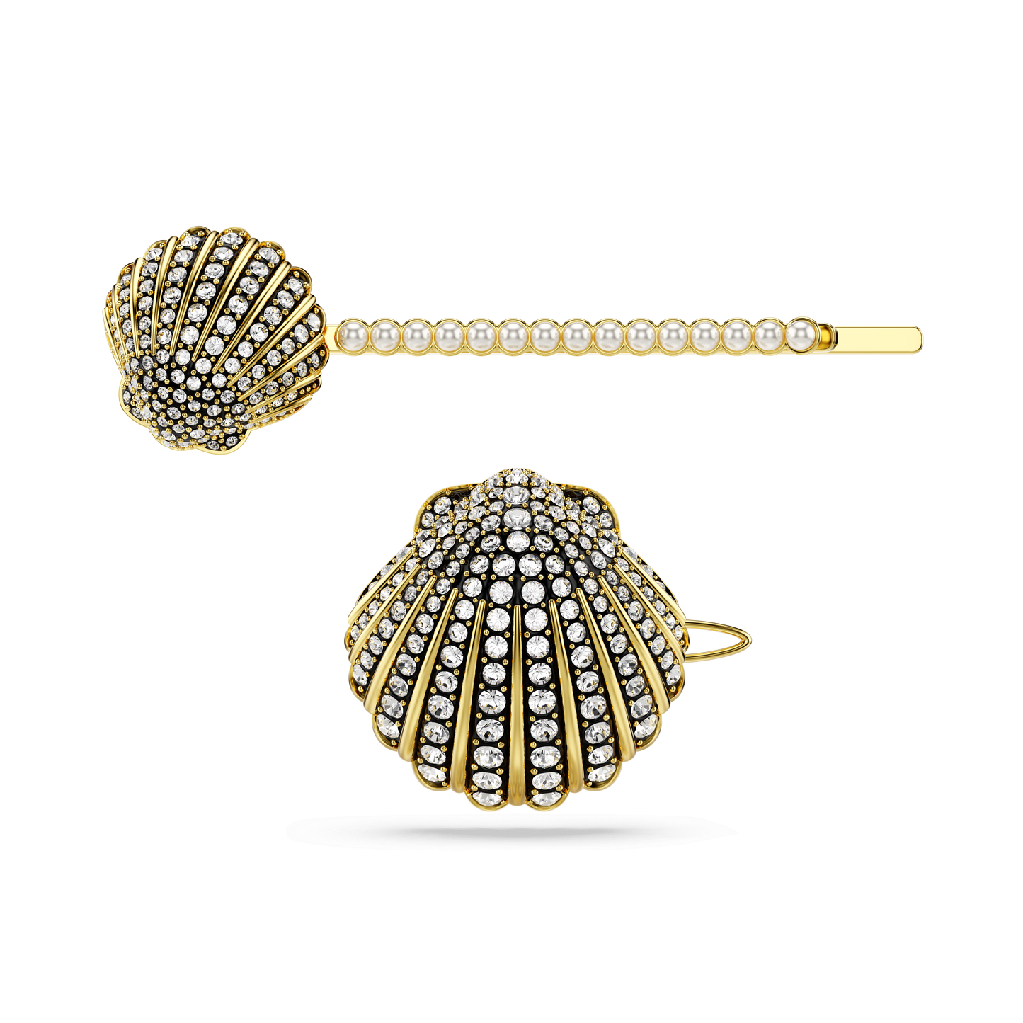 Idyllia hair pin, Set (2), Shell, White, Mixed metal finish 5686437