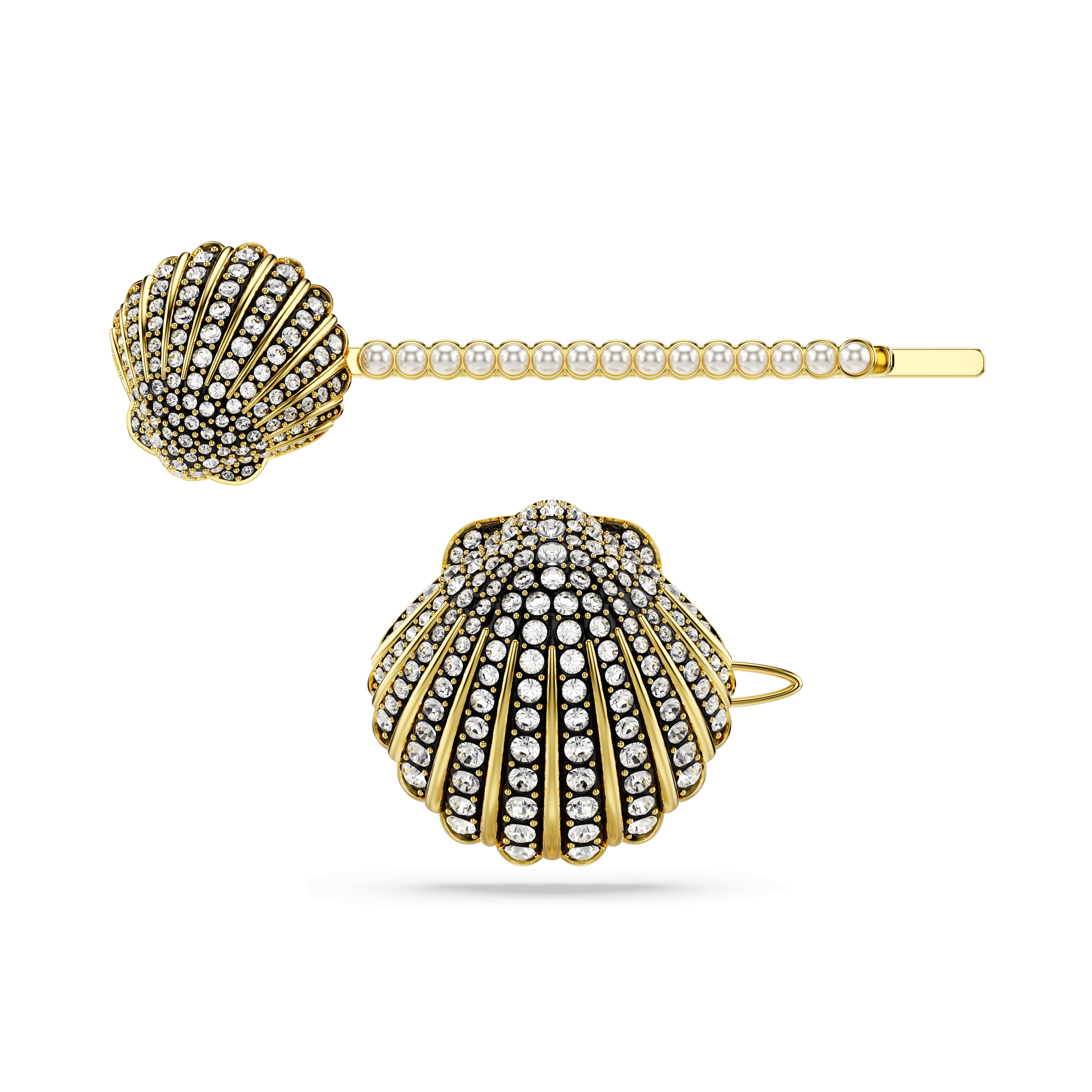 Idyllia hair pin, Set (2), Shell, White, Mixed metal finish 5686437