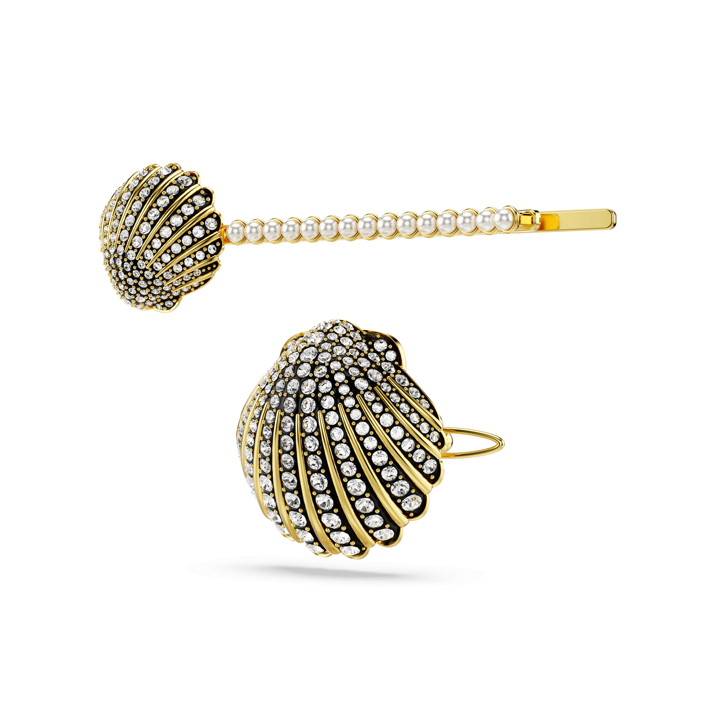 Idyllia hair pin, Set (2), Shell, White, Mixed metal finish 5686437