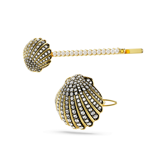 Idyllia hair pin, Set (2), Shell, White, Mixed metal finish 5686437