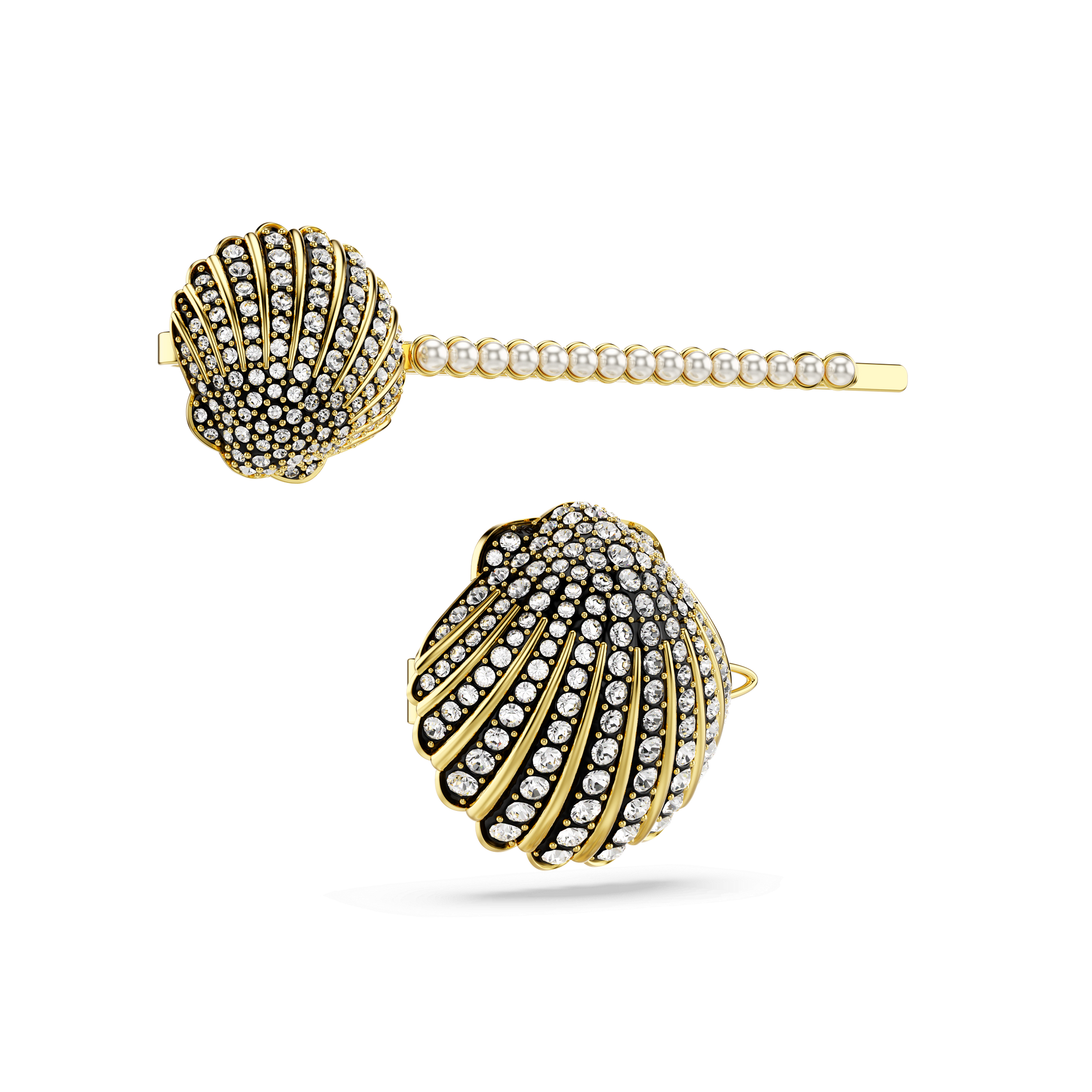 Idyllia hair pin, Set (2), Shell, White, Mixed metal finish 5686437