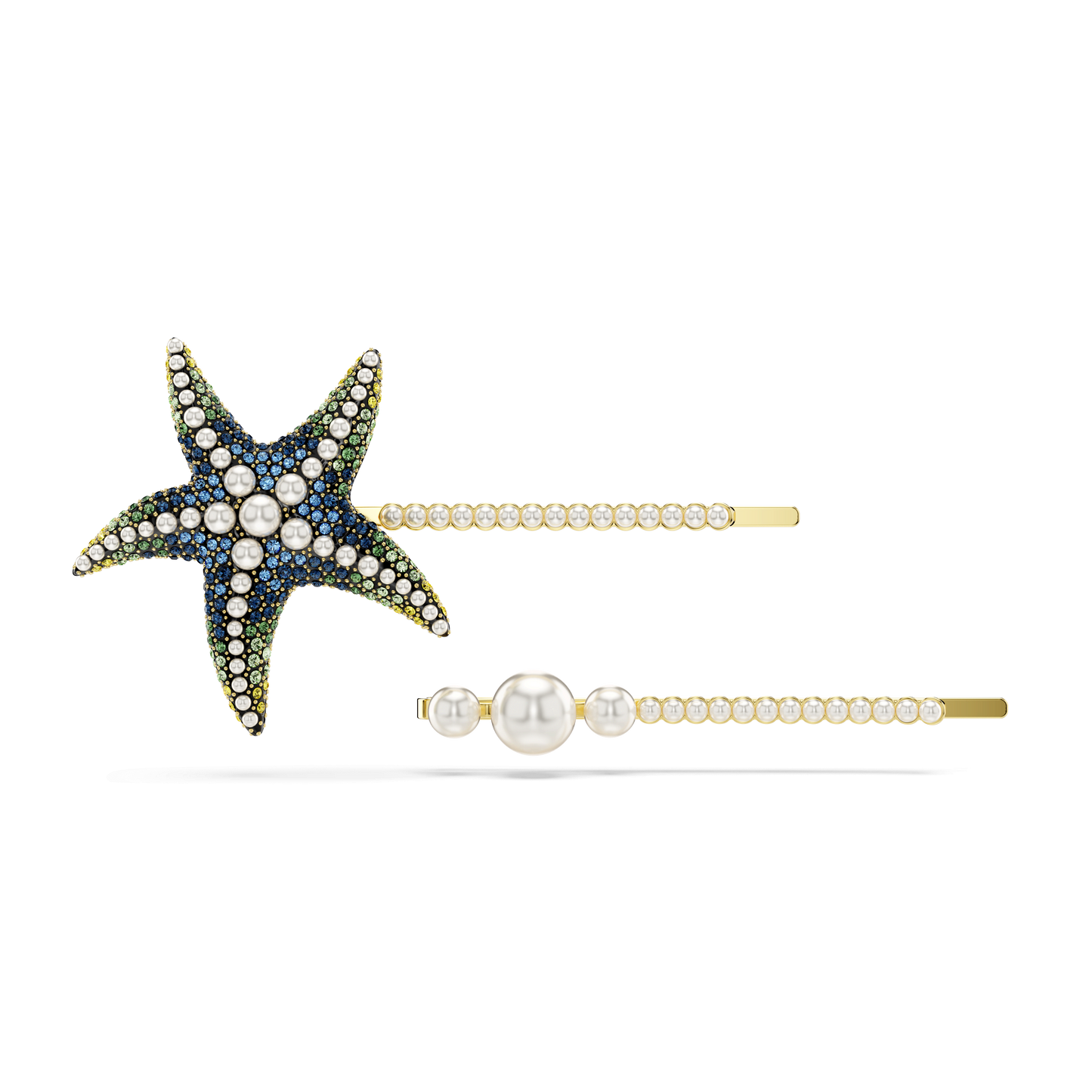 Idyllia hair pin, Set (2), Crystal pearls, Starfish, Multicolored, Gold-tone plated 5686438