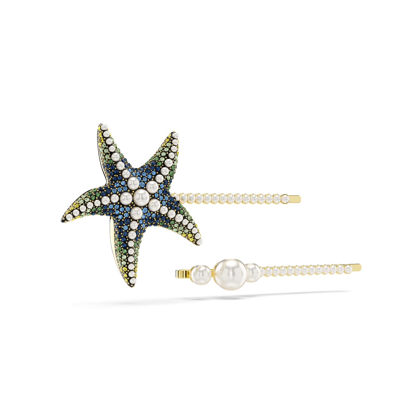 Idyllia hair pin, Set (2), Crystal pearls, Starfish, Multicolored, Gold-tone plated 5686438