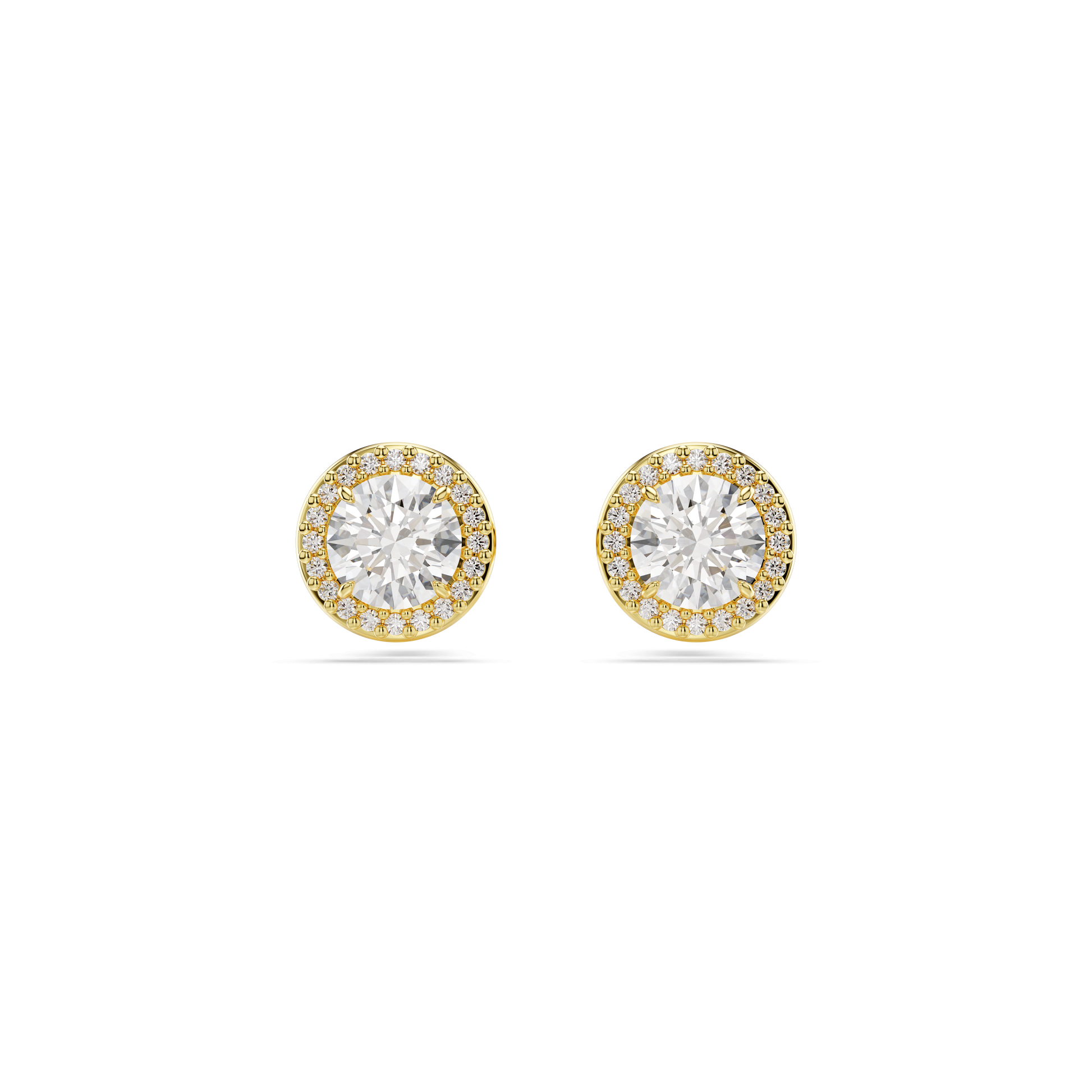 Una Angelic stud earrings, Round cut, Gold tone, Gold-tone plated 5686637