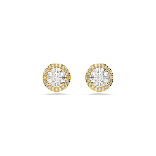 Una Angelic stud earrings, Round cut, Gold tone, Gold-tone plated 5686637