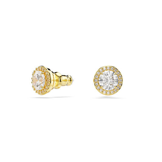 Una Angelic stud earrings, Round cut, Gold tone, Gold-tone plated 5686637