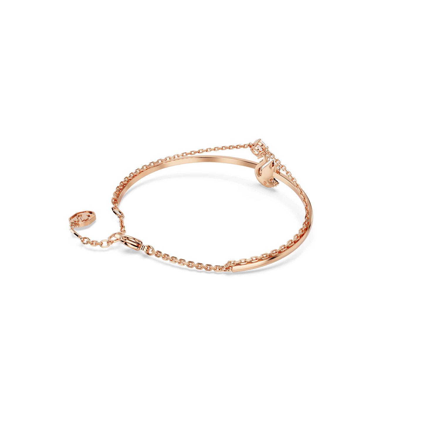 Swan bangle, Swan, Black, Rose gold-tone plated 5688248