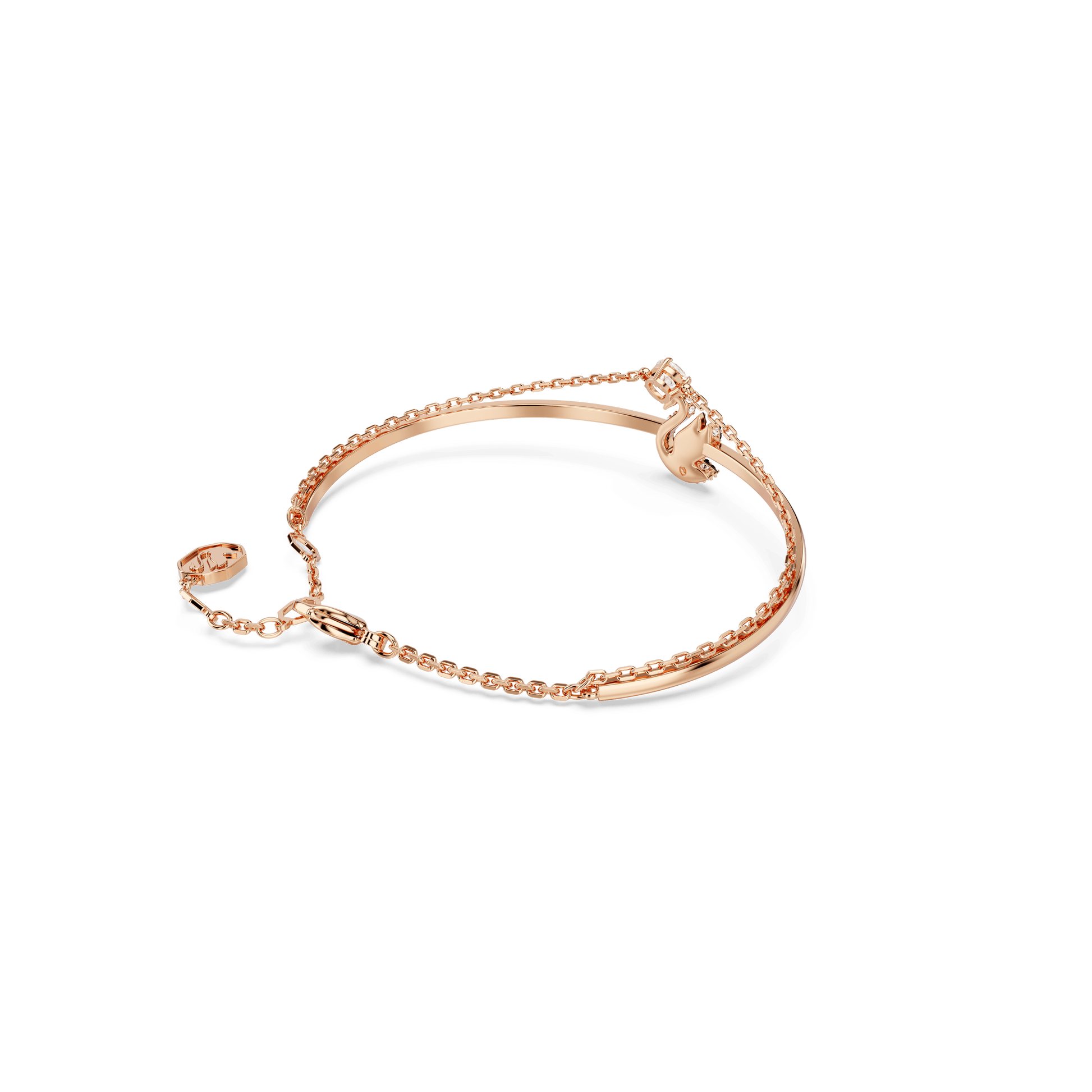 Swan bangle, Swan, Black, Rose gold-tone plated 5688248