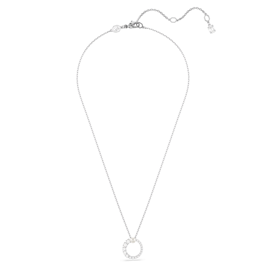 Matrix pendant, Crystal pearl, Round cut, White, Rhodium plated 5688751